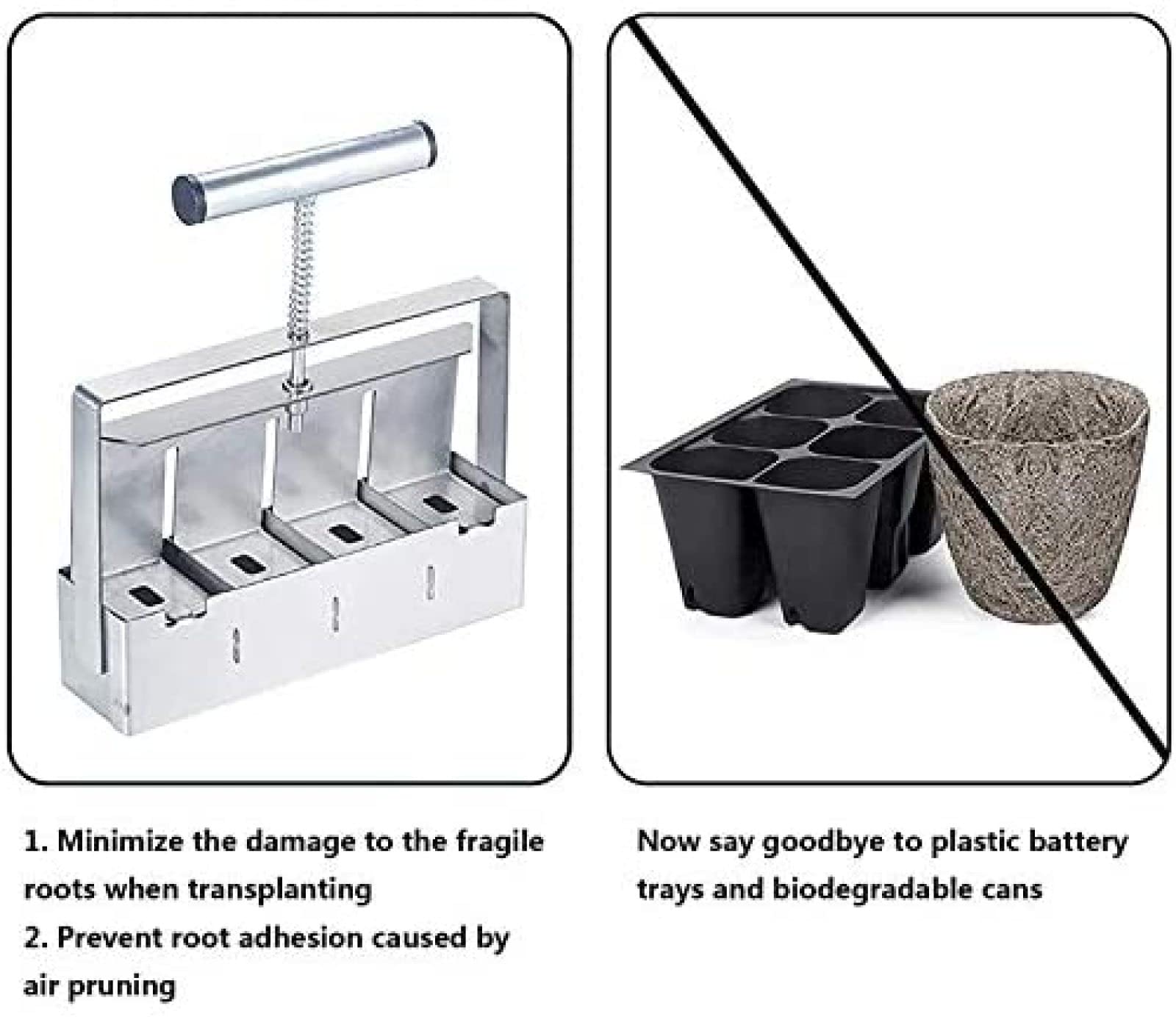 JWCN Handheld Soil Block Maker Tool - Metal Seedling Transplanter for Vegetable Plants, Garden & Greenhouse - Perfect for Starting Seeds in Yard, Raised Beds & Indoor Gardening