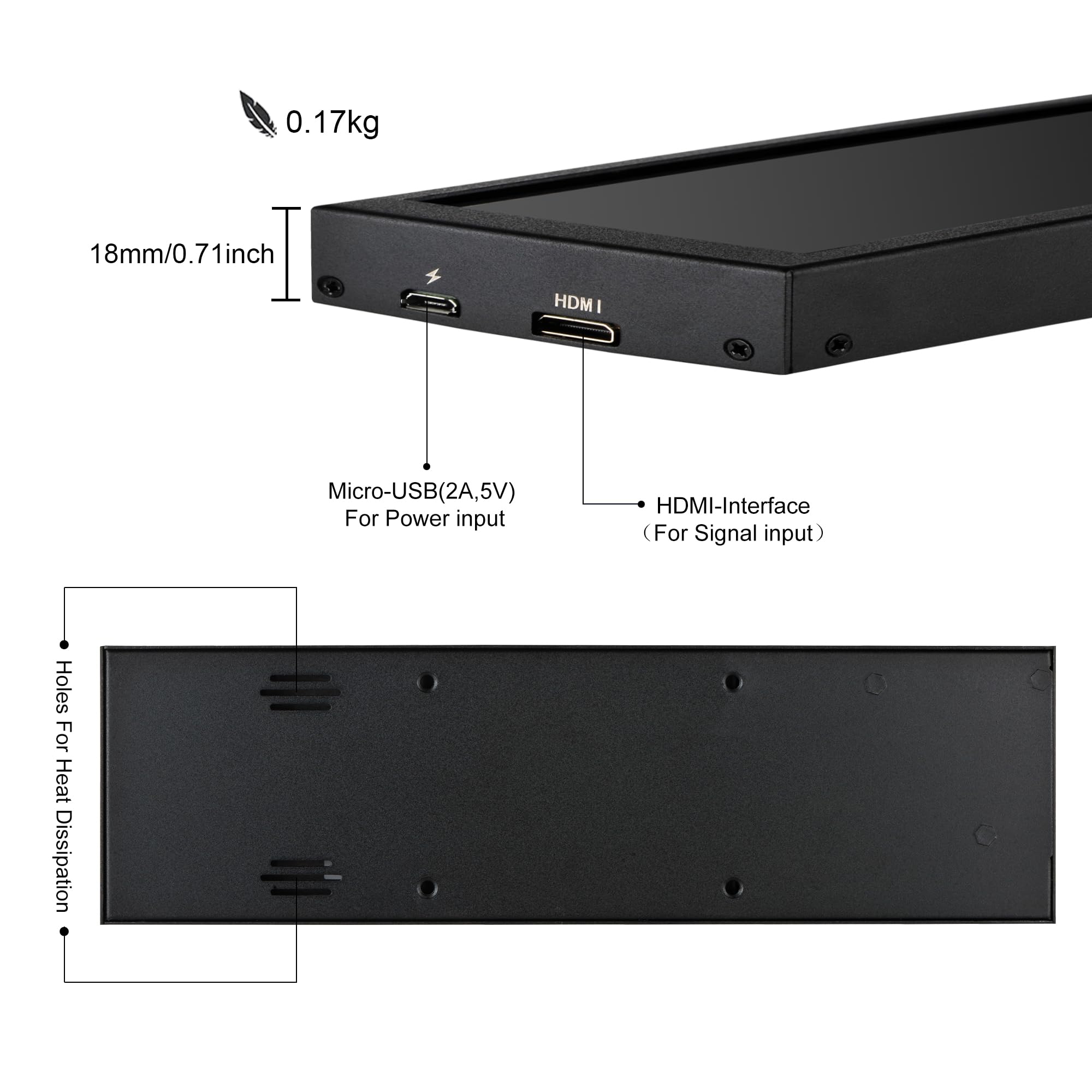 8.8 Inch Secondary Computer Monitor - FHD IPS 1920x480 LCD Display with Case for CPU/GPU Temperature Monitoring | Compatible with Windows & Aida64 | Perfect for PC Builds, Gaming Rigs, and Workstation Temperature Management