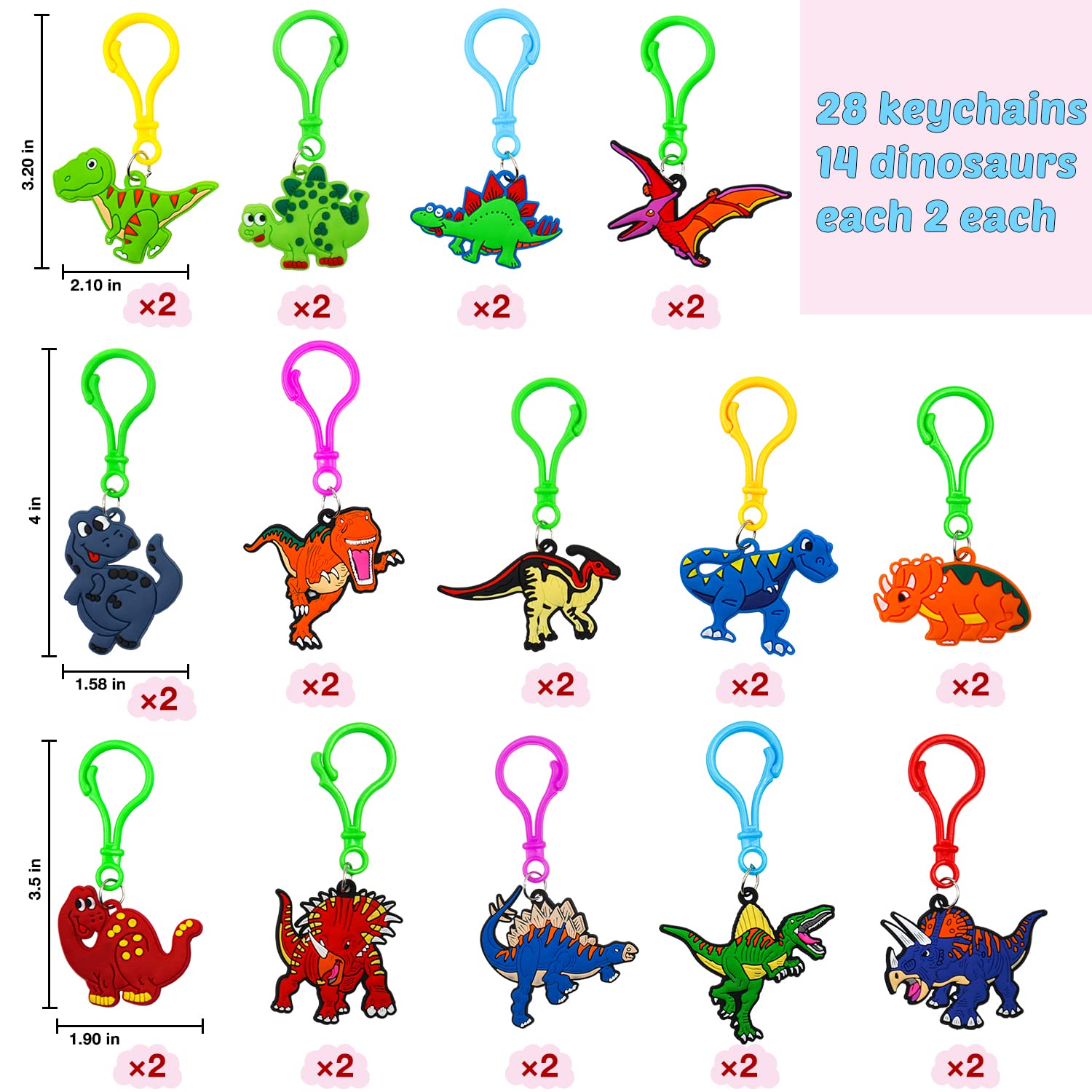 28 Pack Easter Dinosaur Keychains with Cards - Cute Dinosaur Toys for Kids, Valentine's Day Gifts, Classroom Exchange Prizes & Easter Party Favors for Boys and Girls | Perfect for School Events, Birthday Parties & Holiday Celebrations