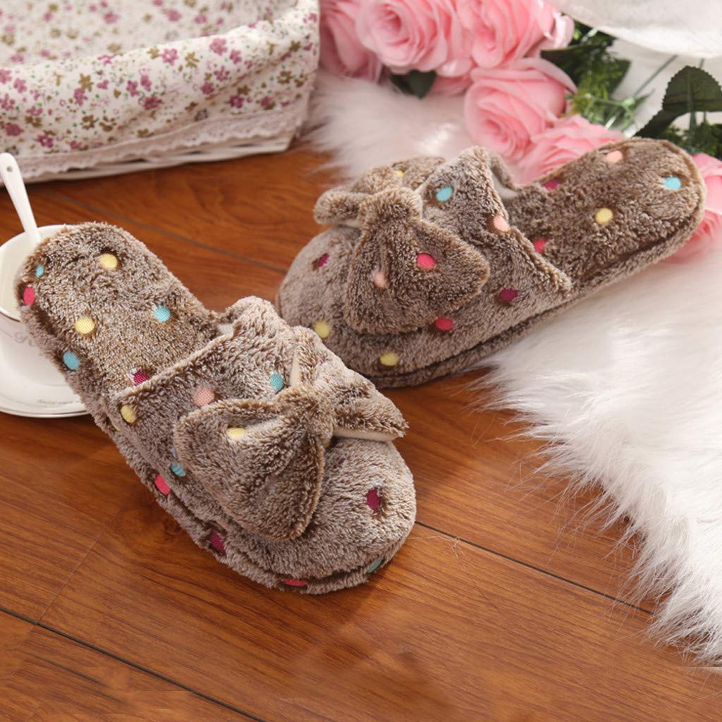 Women's Cozy Fuzzy House Slippers with Bowknot - Soft Indoor Bedroom Shoes for Winter Warmth | Perfect for Home, Lounge & Relaxation