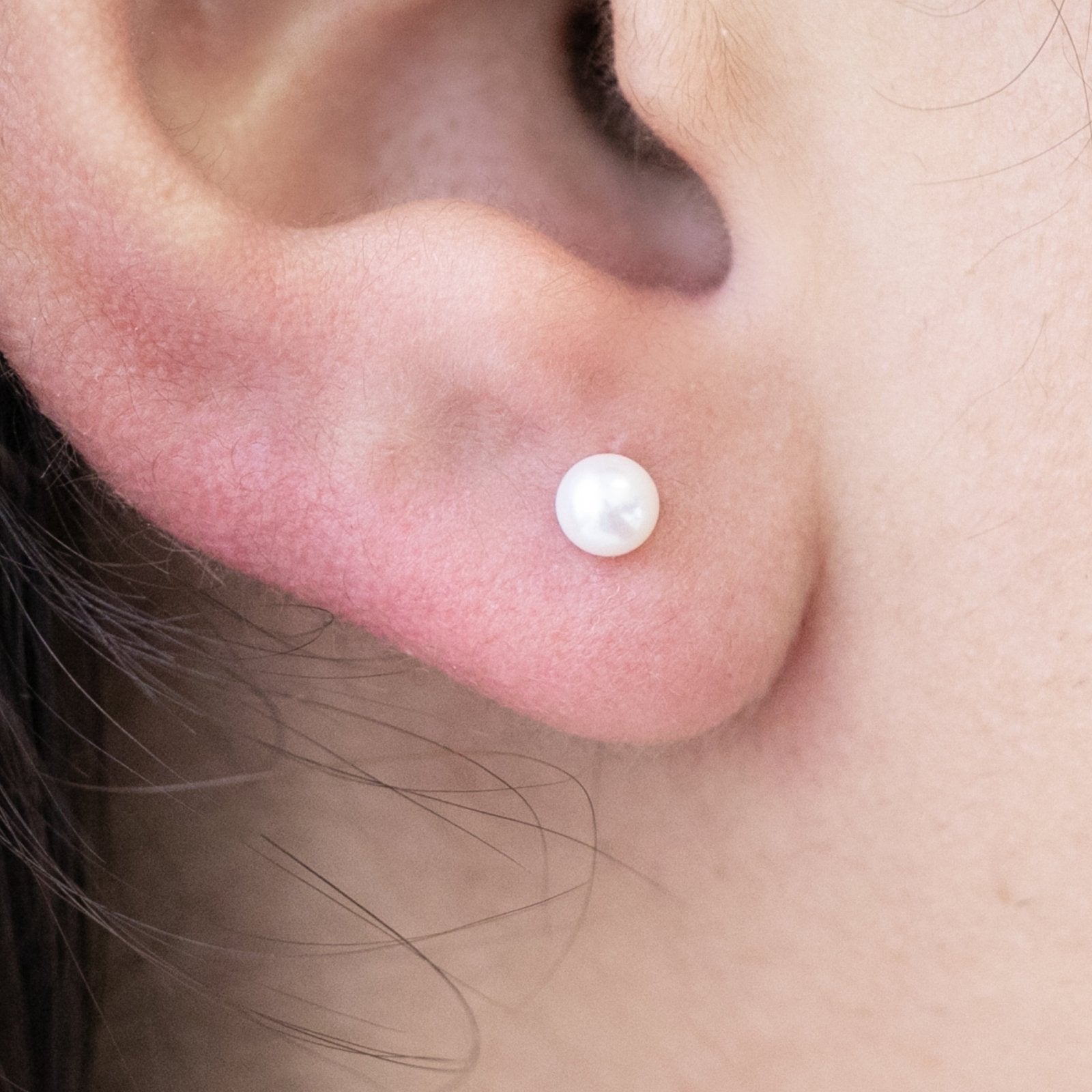 14K White Gold Pearl Flat Back Stud Earrings - Elegant & Hypoallergenic for Daily Wear, Parties & Special Occasions