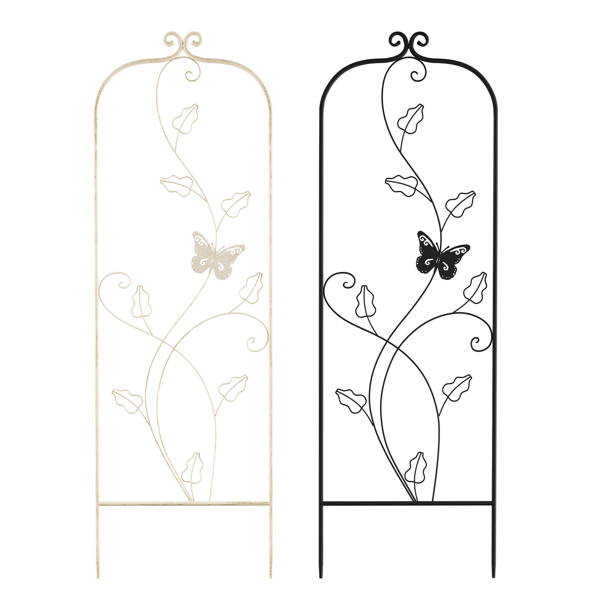 Pure Garden 50-LG5083 46-Inch Antique White Metal Trellis for Climbing Plants - Perfect for Roses, Vines & Outdoor Garden Decor