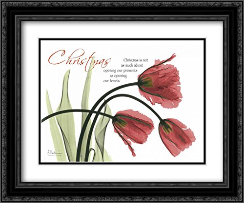 Albert Koetsier Christmas Tulips 17x15 Black Ornate Framed Double Matted Museum Art Print - Perfect for Holiday Home Decor & Christmas Gift