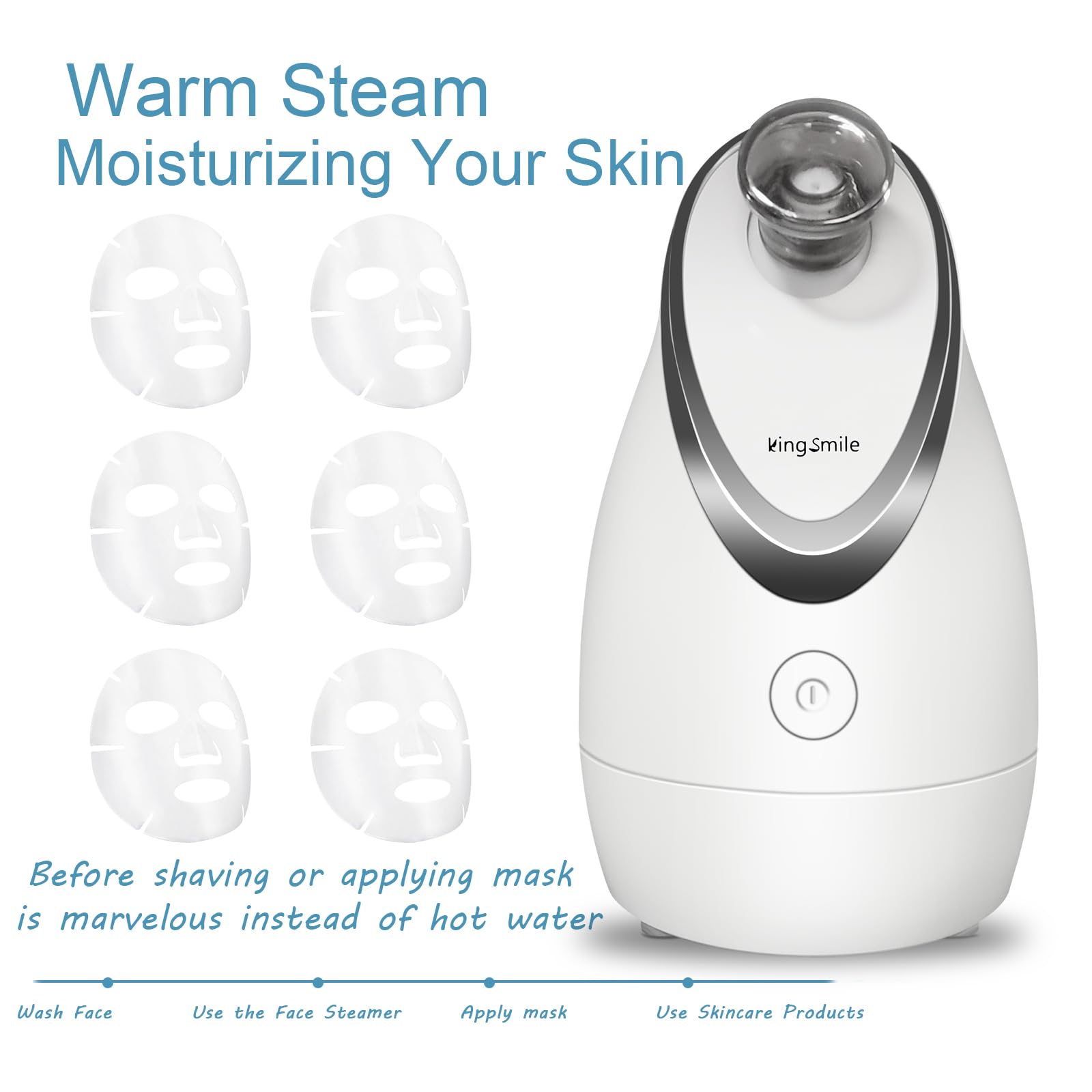 Kingsmile 3-in-1 Nano Facial Steamer with Aromatherapy - Adjustable Nozzle Warm Mist Humidifier for Deep Cleansing & Moisturizing | Perfect for Home Spa, Sinus Relief & Skincare Routine