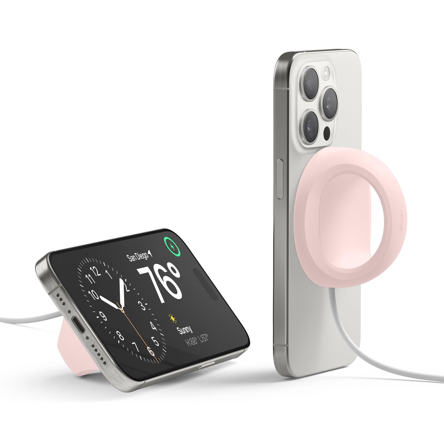 elago Grip Stand - MagSafe Charger Holder Compatible with iPhone 16/15/14/13/12 Series, Nightstand Mode Phone Stand (Pink) - Perfect for Bedside Charging, Office Desk & Car Dashboard Use