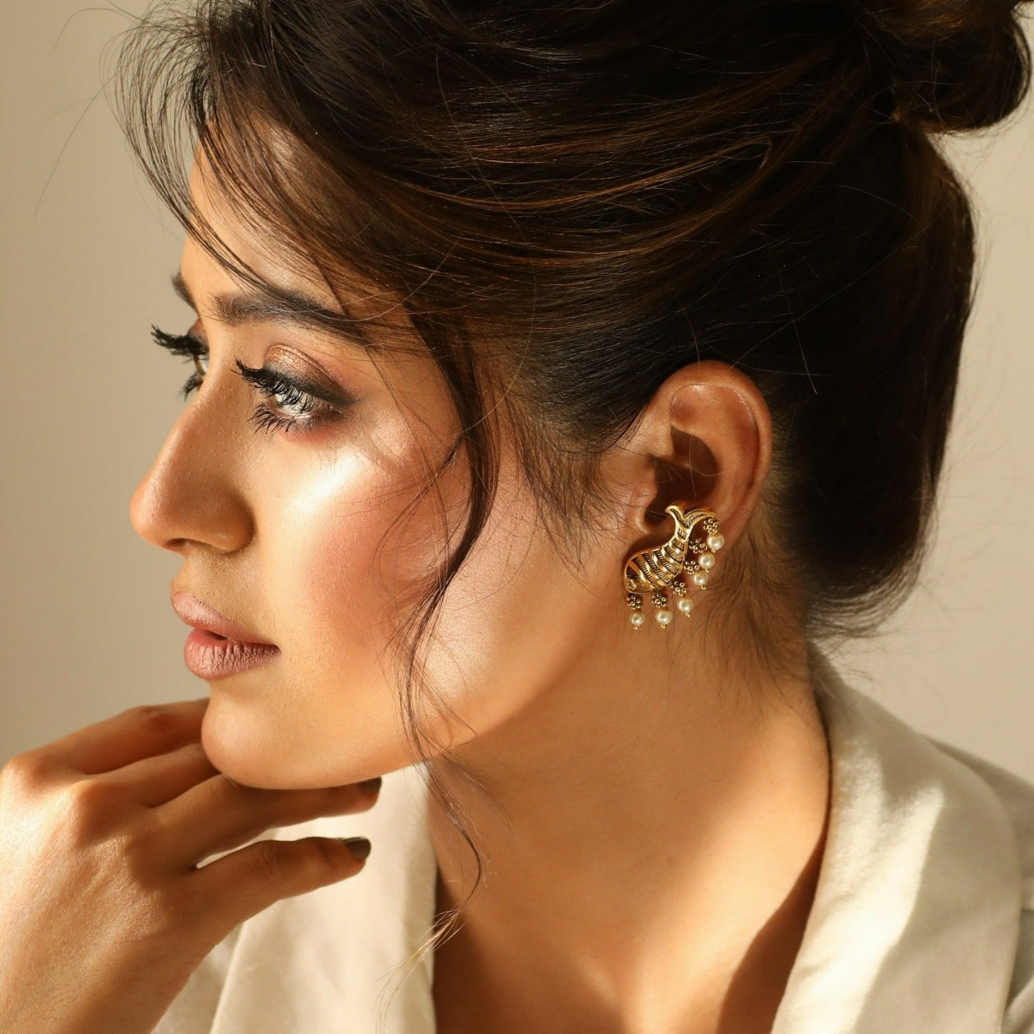 Elegant Fish and Pearl Oxidized Statement Earrings for Women - Boho Chic Dangle Jewelry - Perfect for Parties, Weddings & Special Occasions