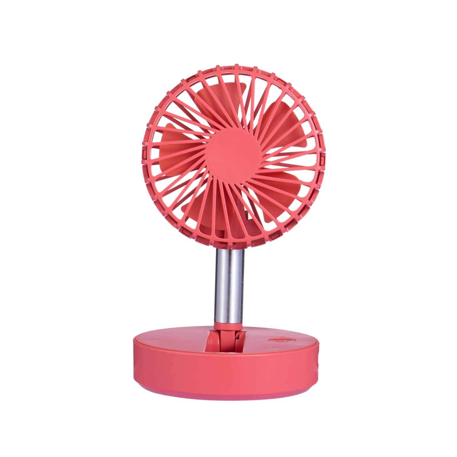 Portable USB Rechargeable Mini Desk Fan with Folding Mute Design - Strong Wind, Battery Operated Electric Fan for Office, Home, Travel (Red) - Perfect for Work, Study & Outdoor Activities