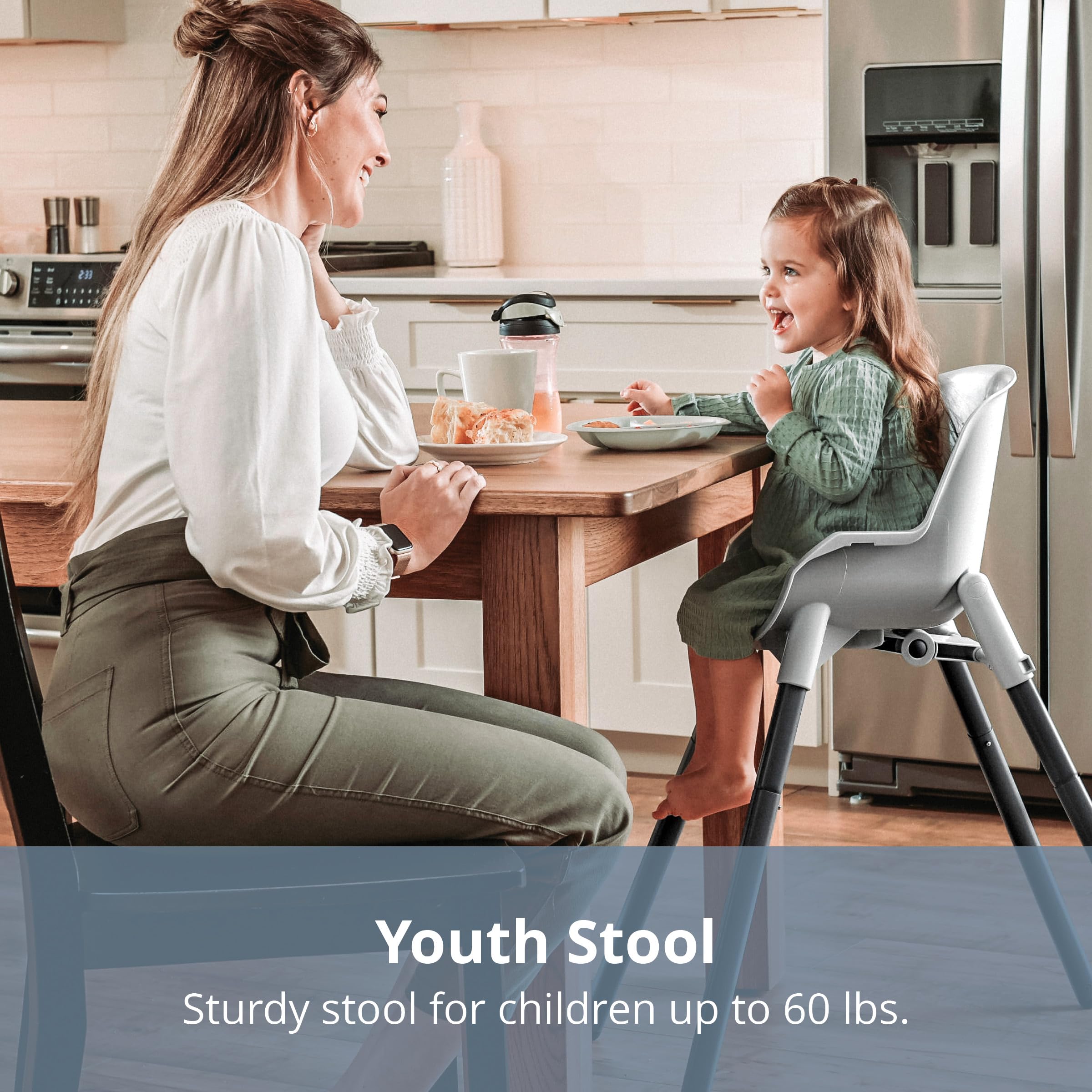 Chicco Zest 4-in-1 Convertible High Chair - Adjustable Toddler Feeding Chair & Youth Stool with Easy Clean Fabric | Space Saving Foldable Design | Perfect for Dining, Kitchen & Travel | Capri Blue