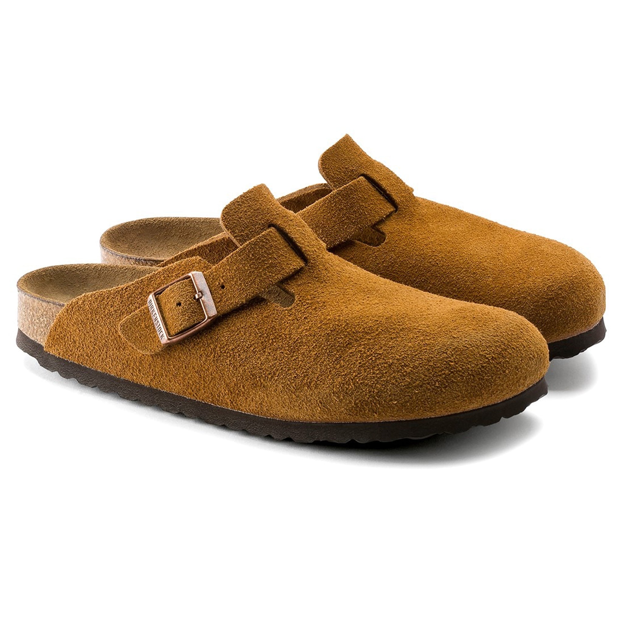 Birkenstock Boston Suede Flat Sandals for Women - Soft Mink Color Comfortable Unisex Clogs | Perfect for Home, Office & Casual Outings