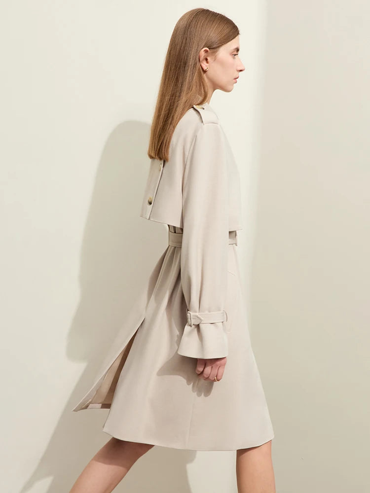 Stylish Women's Trench Coat - Classic Long Loose Fit Jacket with Belt & Lapel Collar | Fashionable Streetwear Outerwear for Ladies | Perfect for Office, Dating & Fall Fashion