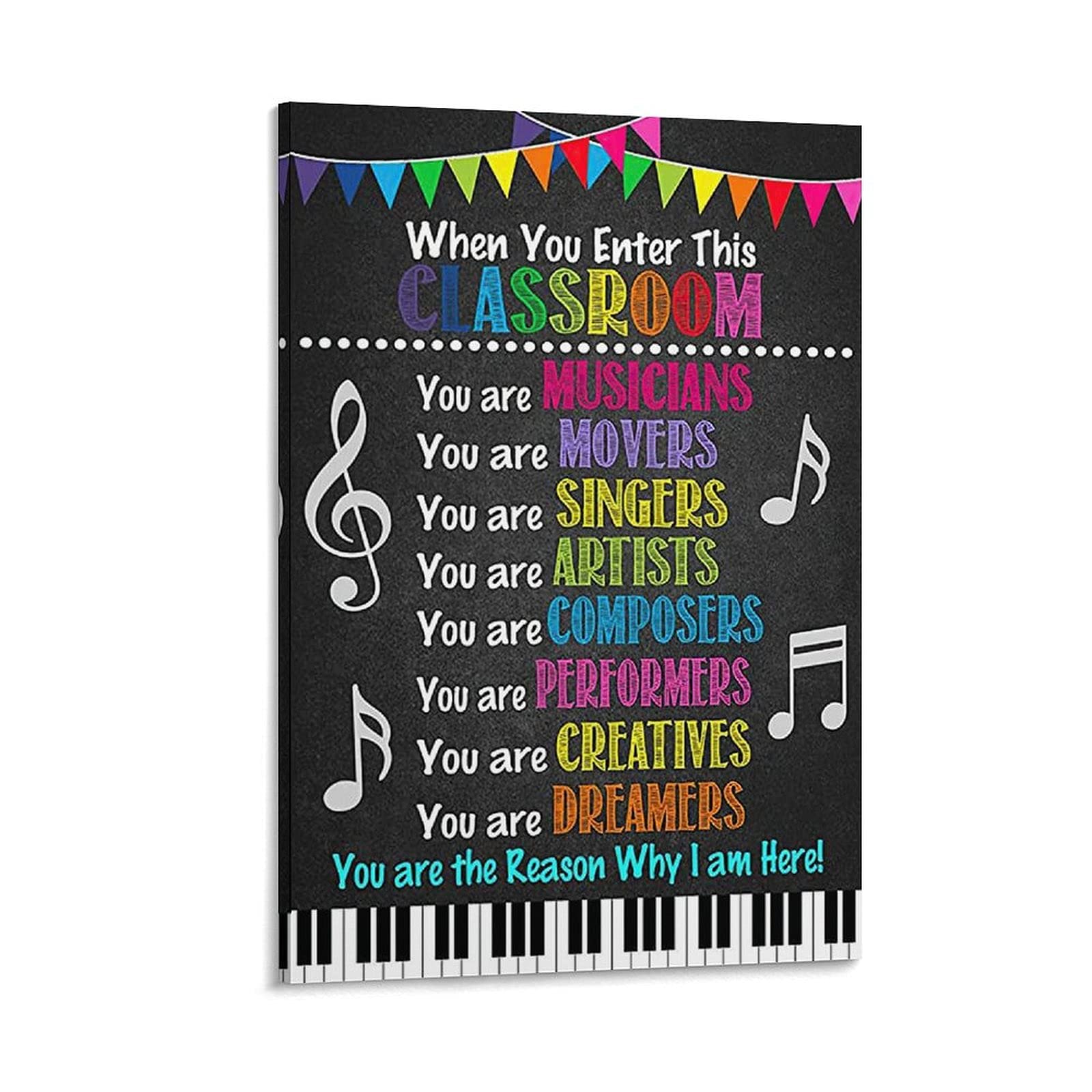 Elementary Music Classroom Decor - 'When You Enter This Classroom' Motivational Wall Poster, 8x12 Inch (20x30cm) Canvas Art for Teachers, Music Studio & Kids Room Decoration - Perfect for School, Home & Office Inspiration
