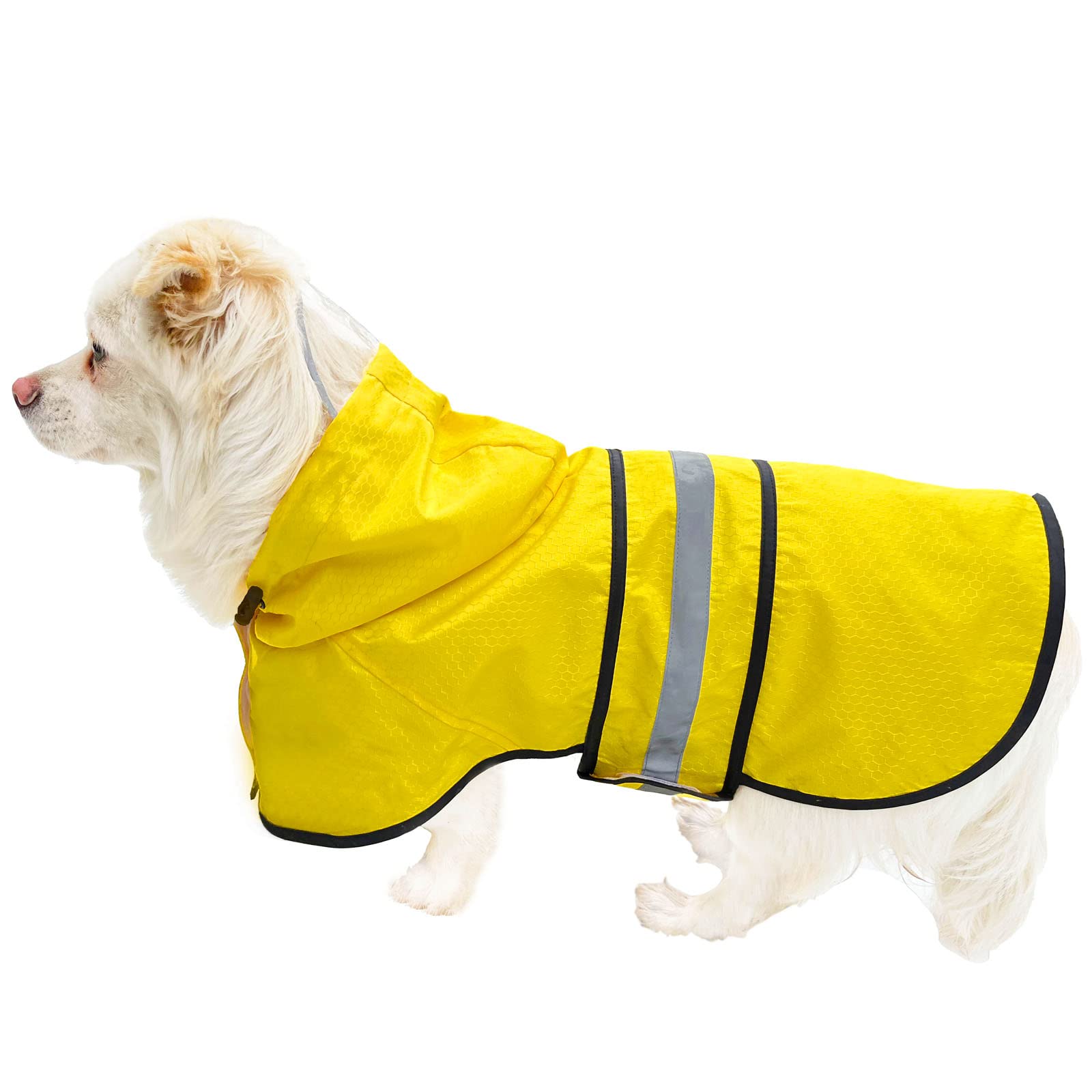 Waterproof Reflective Dog Raincoat - Lightweight Breathable Hooded Poncho with Adjustable Belly Strap & Leash Hole for Small, Medium & Large Dogs (Small, Yellow) - Perfect for Rainy Walks & Outdoor Adventures