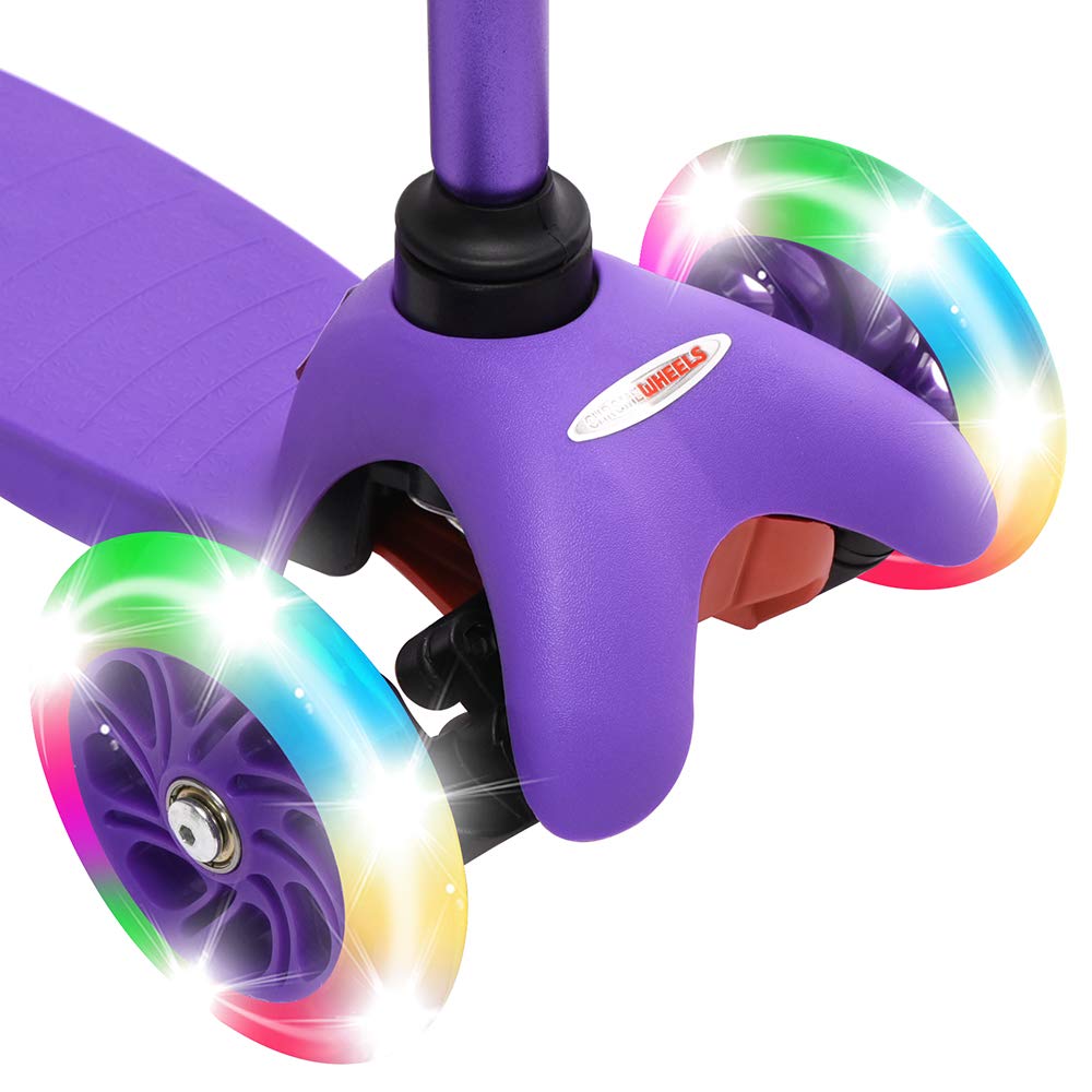 **Deluxe 3-Wheel Scooter for Kids Ages 3-6 - Adjustable Height, Lean-to-Steer with LED Flashing Lights - Perfect for Toddlers' Outdoor Play & Commuting**