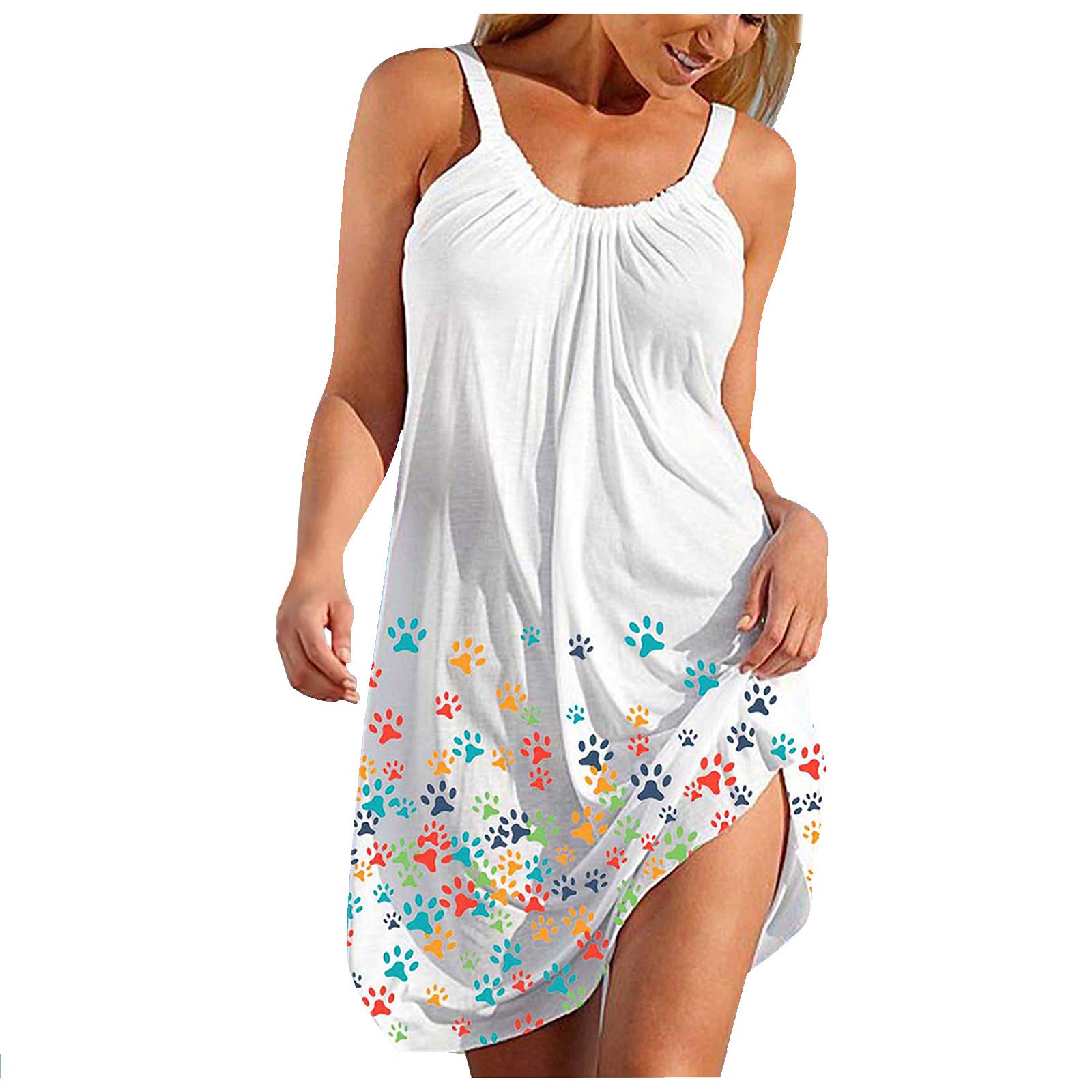 Women's Mini Dresses - Floral Beach Sundress, Sleeveless Loose Summer Tank Dress for Casual Wear | Perfect for Vacation, Pool Party & Outdoor Activities