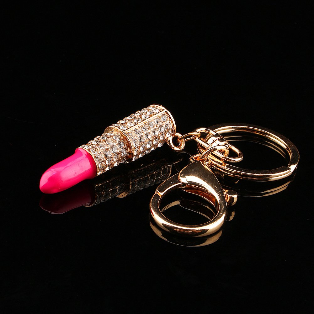 Yosoo Crystal Lipstick Keychain - Rhinestone Purse Charm Pendant for Women & Girls | Fashion Accessories Gift for Christmas, Birthday, Party | Perfect for Handbags, Wallets & Keyrings