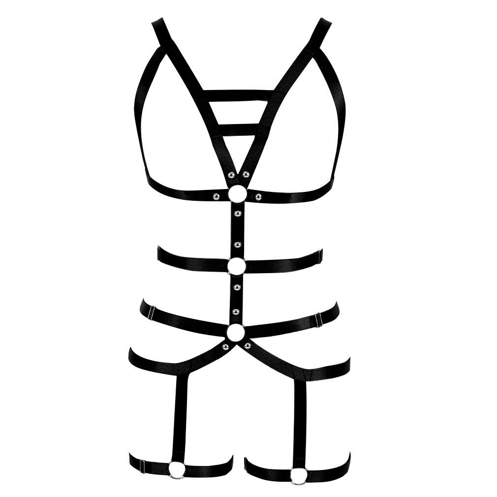 Sexy Women's Full Body Harness Garter Belt with Elastic Stockings - Lingerie Suspender for Boudoir, Role Play & Special Occasions