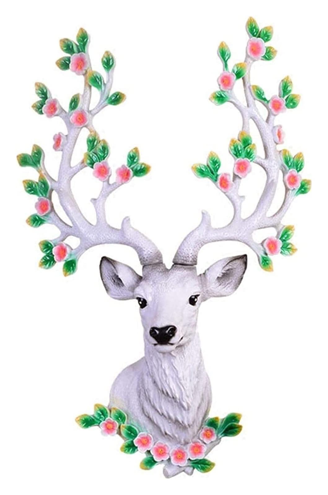 Realistic Sika Deer Head Wall Sculpture - Handcrafted Animal Wall Decor for Home & Office - Lucky Deer Statue Wall Hanging for Living Room, Bedroom, or Study