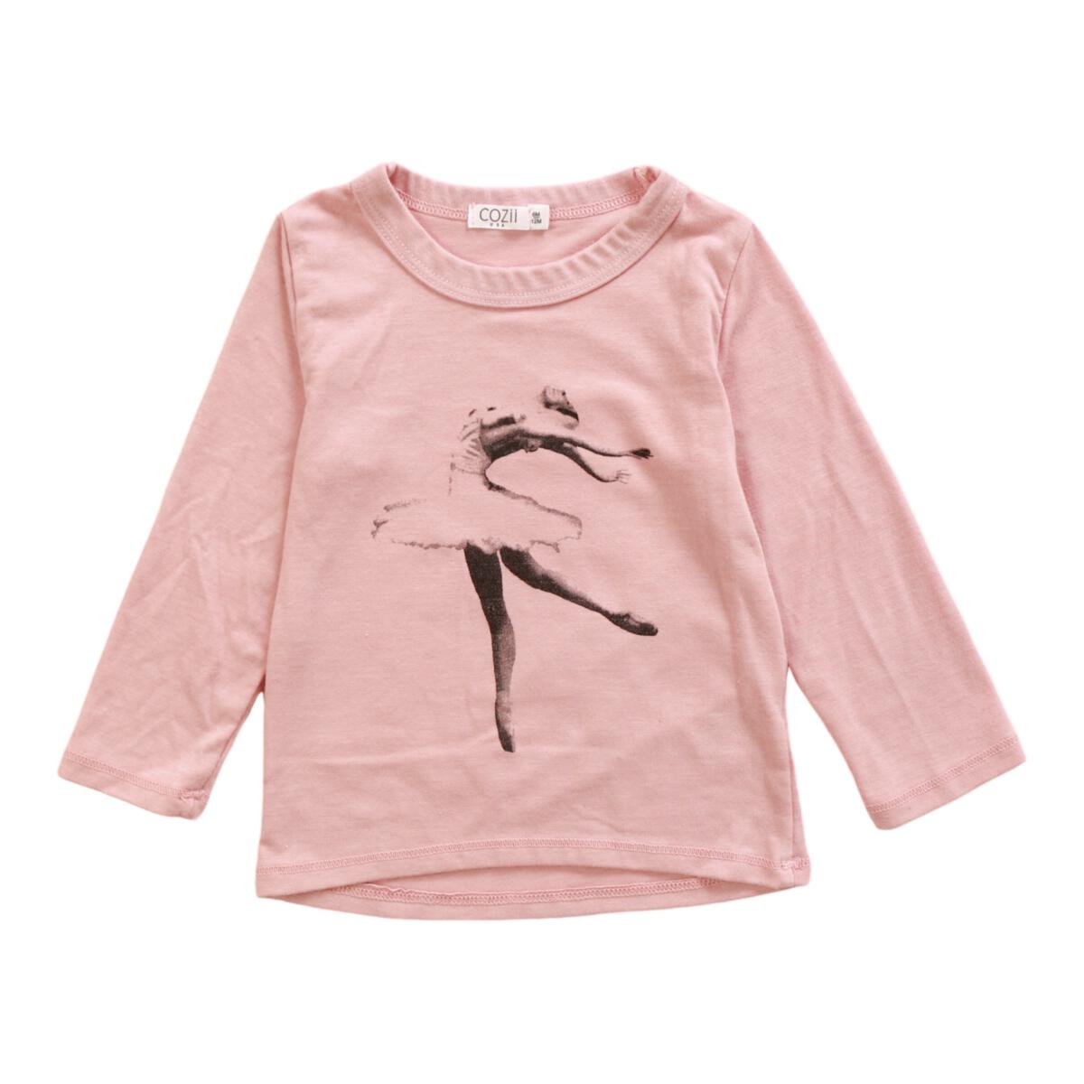 Cozii Ballerina Long Sleeve Pink Ballet Dance Top - Perfect for Ballet Class, Dance Practice & Performance
