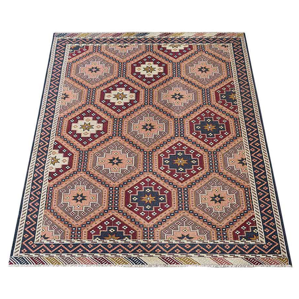 AzureBlossom Hand Knotted Rug - Premium Handmade Bohemian Area Rug for Living Room, Bedroom, Dining Room - Soft & Durable Home Decor