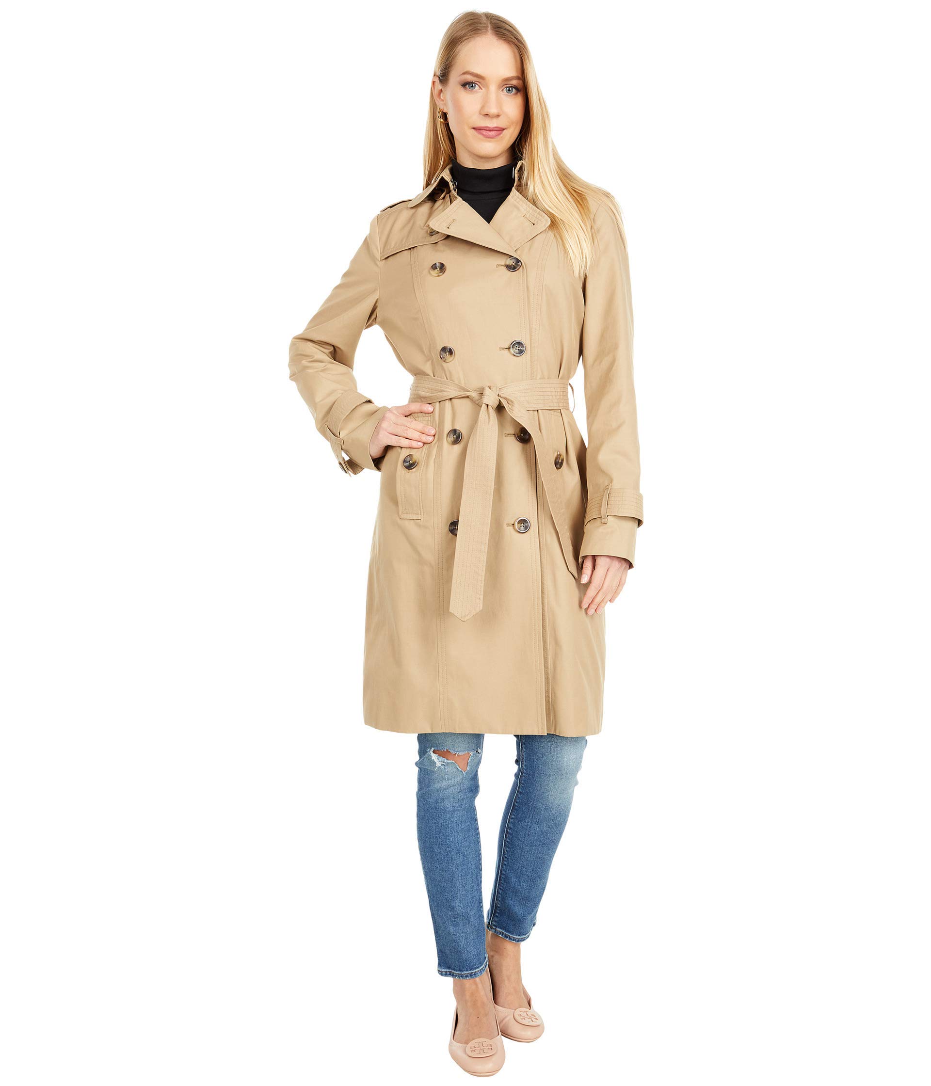 London Fog Classic Double Breasted Rain Trench Coat - Brown Khaki for Men's Outdoor Wear