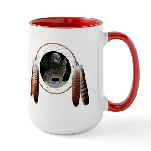 White/Red Inside - Coyote Spirit Large Mug