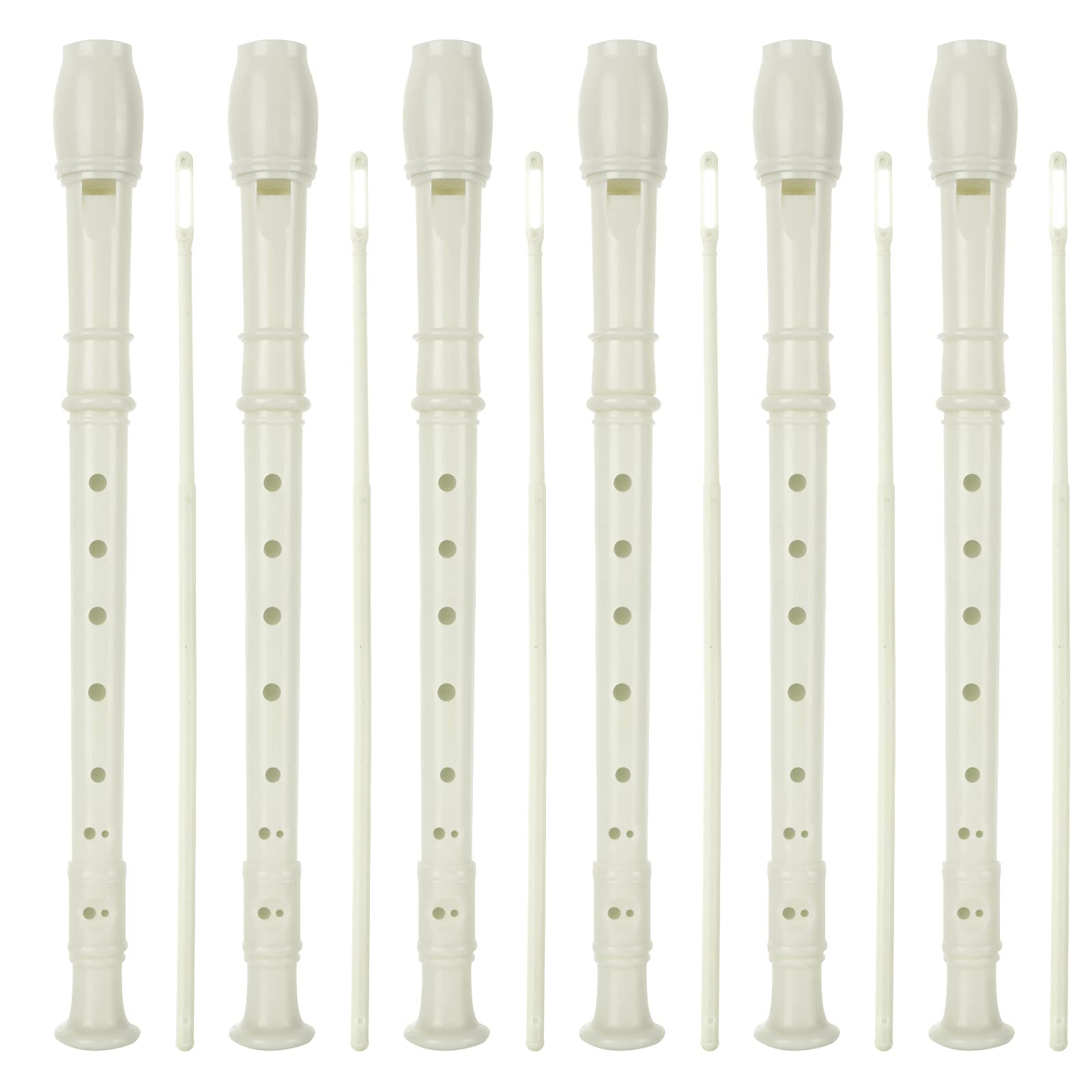 16 Pack 8 Hole Soprano Recorder Flutes - Plastic Musical Instruments for Beginners with Cleaning Rod - Perfect for School Music Class, Kids Learning & Home Practice
