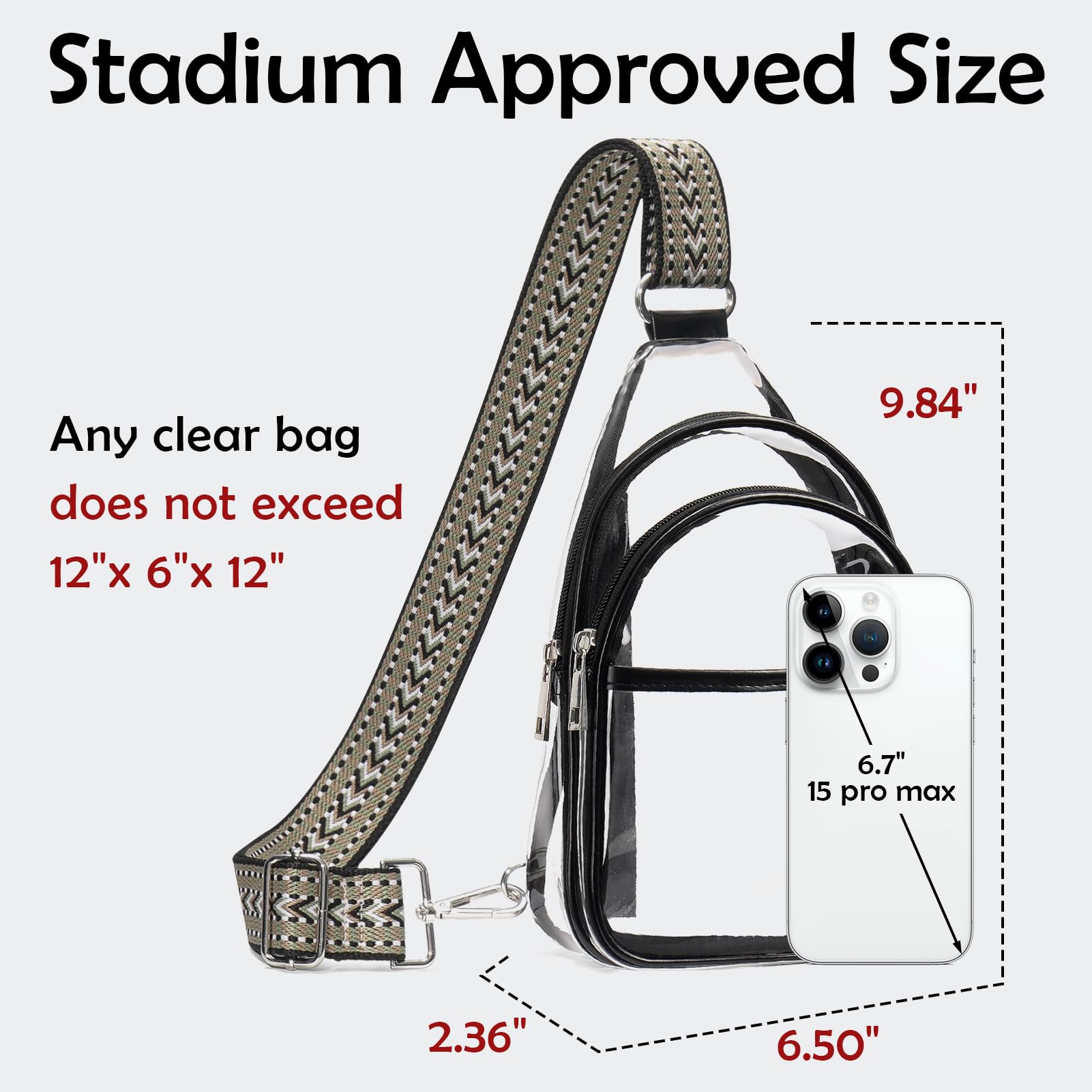 Clear Crossbody Bags for Women with 2 Extra-Long Straps & 4 Pockets - Transparent Event Bags for Concerts, Festivals, and Travel - Waterproof & Lightweight