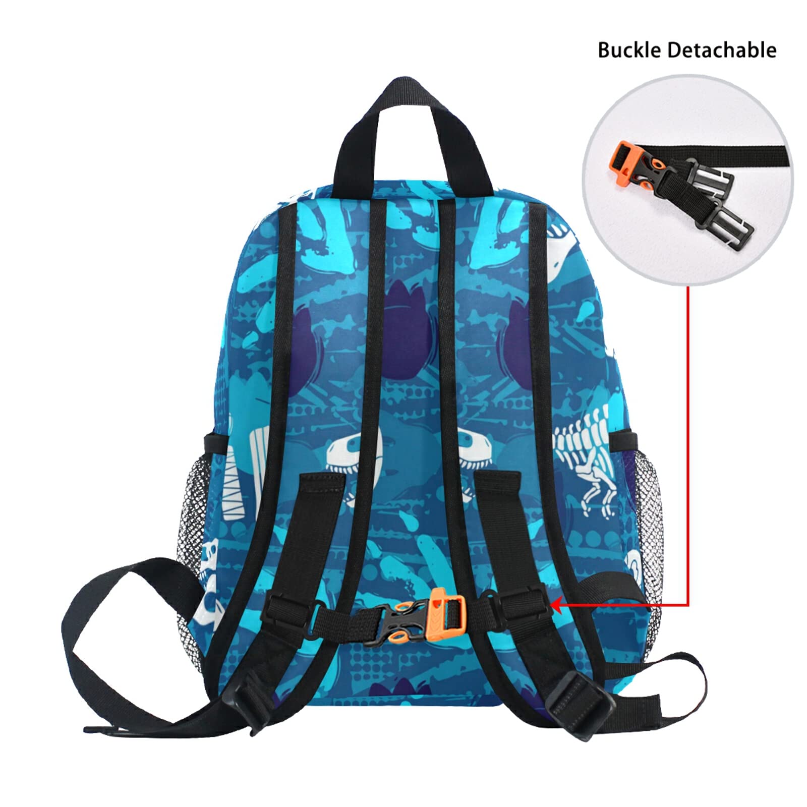 Dinosaur Kids Backpack for Boys - Cute Tyrannosaurus Bones & Footprints Design, Toddler School Bags for Preschool & Kindergarten with Adjustable Chest Strap - Perfect for Daycare, Travel & Outdoor Adventures