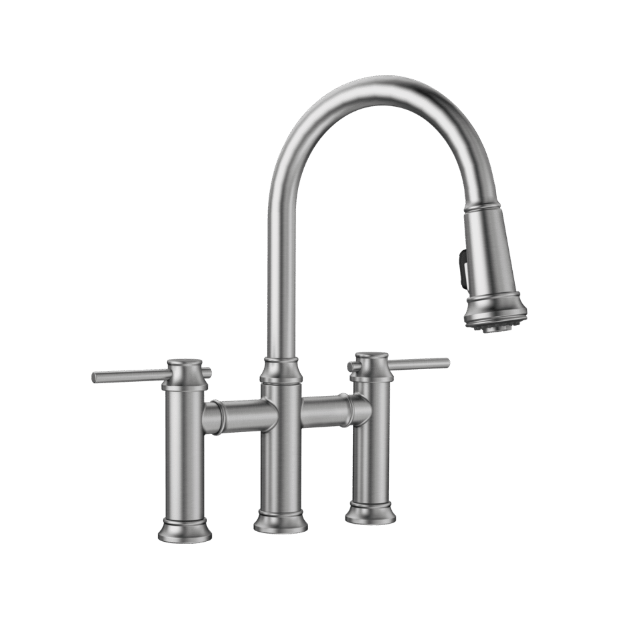 Blanco Empressa Bridge Pull Down Kitchen Faucet 1.5 GPM - Modern Stainless Steel Sink Faucet with High Arc Spout for Easy Washing | Perfect for Home Kitchen, RV, Bar & Restaurant Use