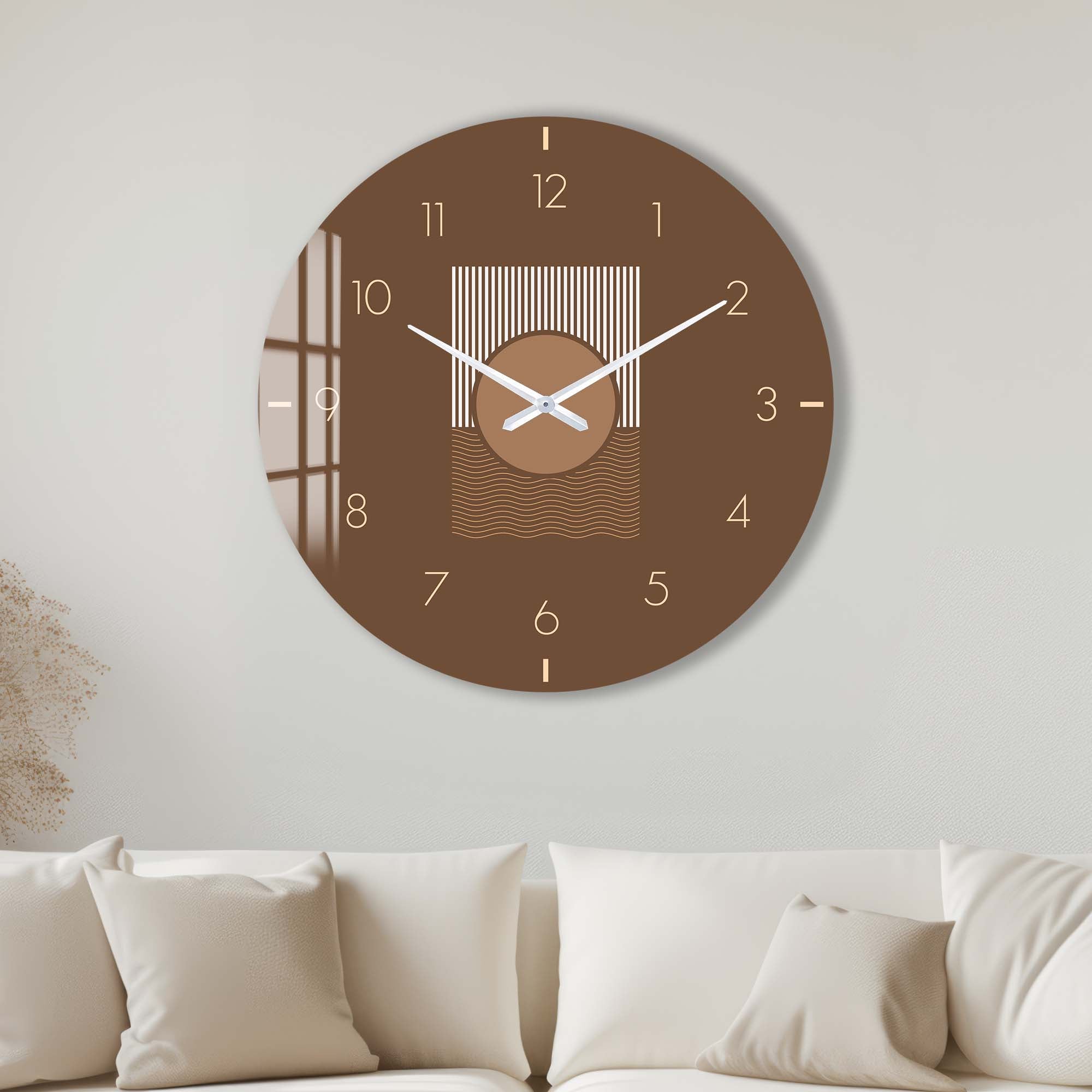 Soluna Rust Glass Wall Clock - Vintage Decor for Living Room, Bedroom & Office - Silent Non-Ticking Modern Clock