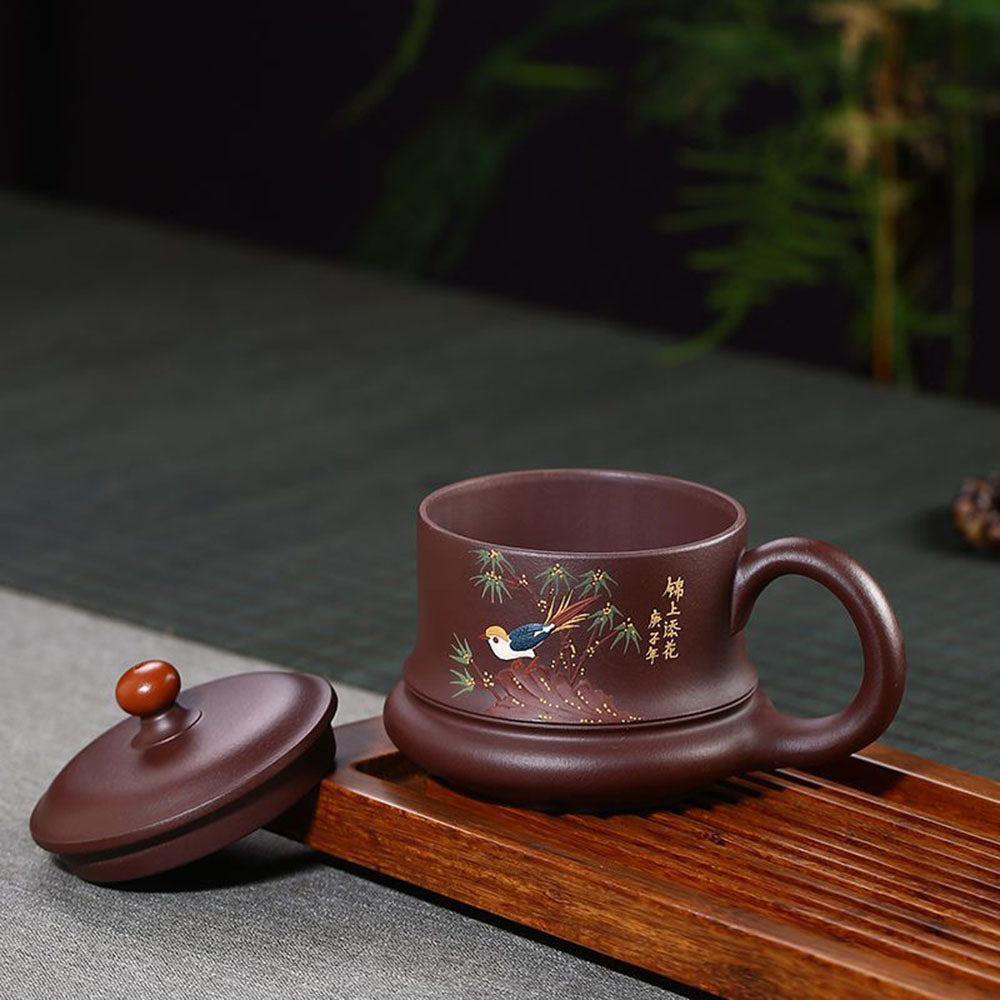 Premium Yixing Purple Clay Tea Cup for Birds - Handcrafted Chinese Ceramic Teacup - Perfect for Tea Ceremonies, Gifts & Home Decor