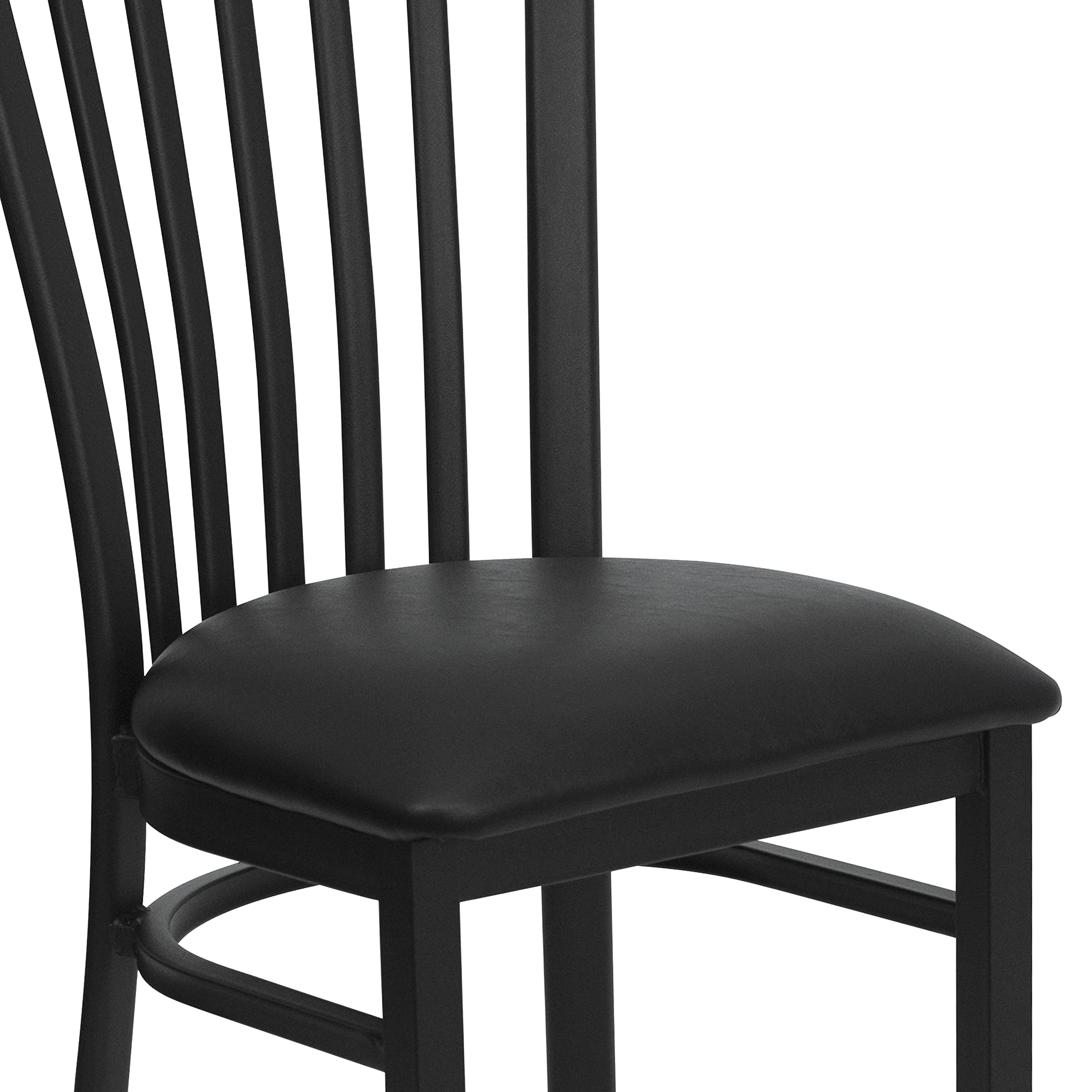 Black Metal Restaurant Chair with Vinyl Seat - Durable School House Style for Cafes, Diners & Home Dining - Perfect for Restaurants, Kitchens & Office Break Rooms
