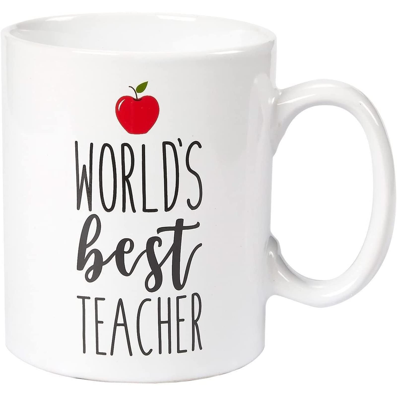 BLUE PANDA 16 oz Best Teacher Coffee Mug - White Ceramic Gift Mug for Teachers - Perfect for Women & Men - Great for Classroom, Office & Home Use