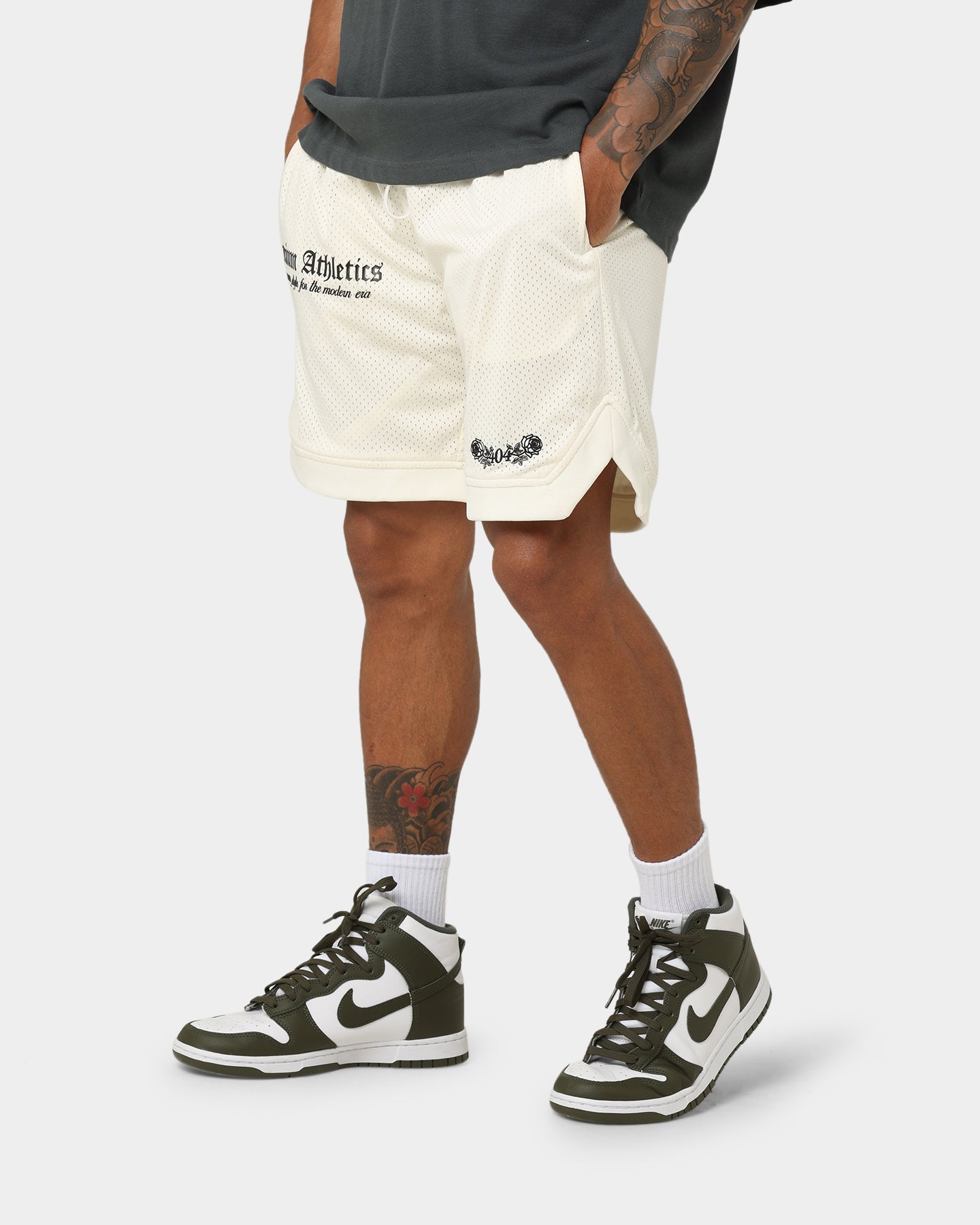 Premium Athletic Basketball Shorts for Men - Breathable & Comfortable Off-White Sports Shorts - Ideal for Basketball, Gym Workouts & Casual Wear