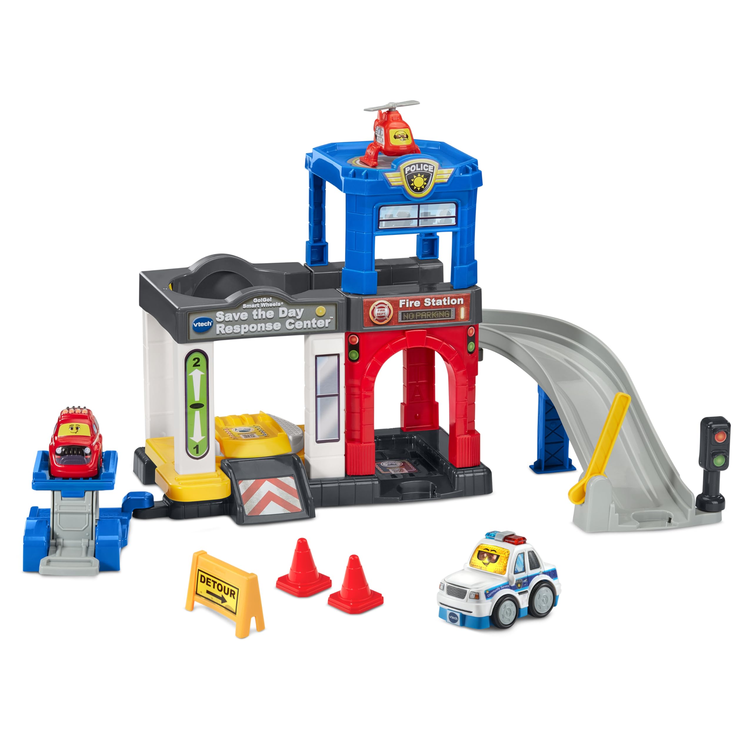 VTech Go! Go! Smart Wheels Save The Day Response Center Playset - Interactive Learning Toy for Kids Ages 1-5 Years - Educational Rescue Vehicle Playset with Lights & Sounds - Perfect for Pretend Play & Early Childhood Development