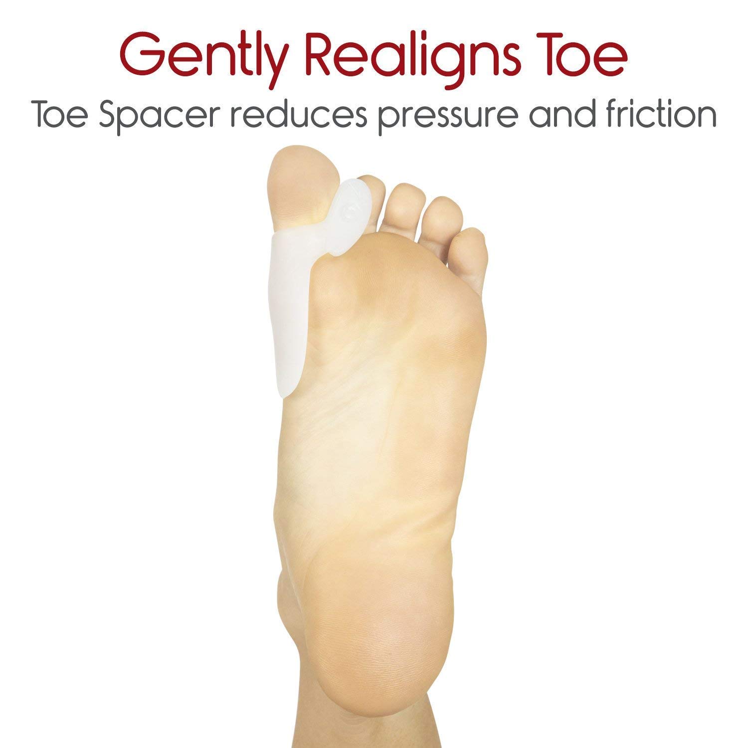 FLETIX Silicone Toe Separators for Bunion Relief - Soft Gel Toe Spacers & Protectors - Hallux Valgus Correctors & Orthopedic Braces - White Pair (Set of 1) - Perfect for Yoga, Running & Post-Surgery Recovery