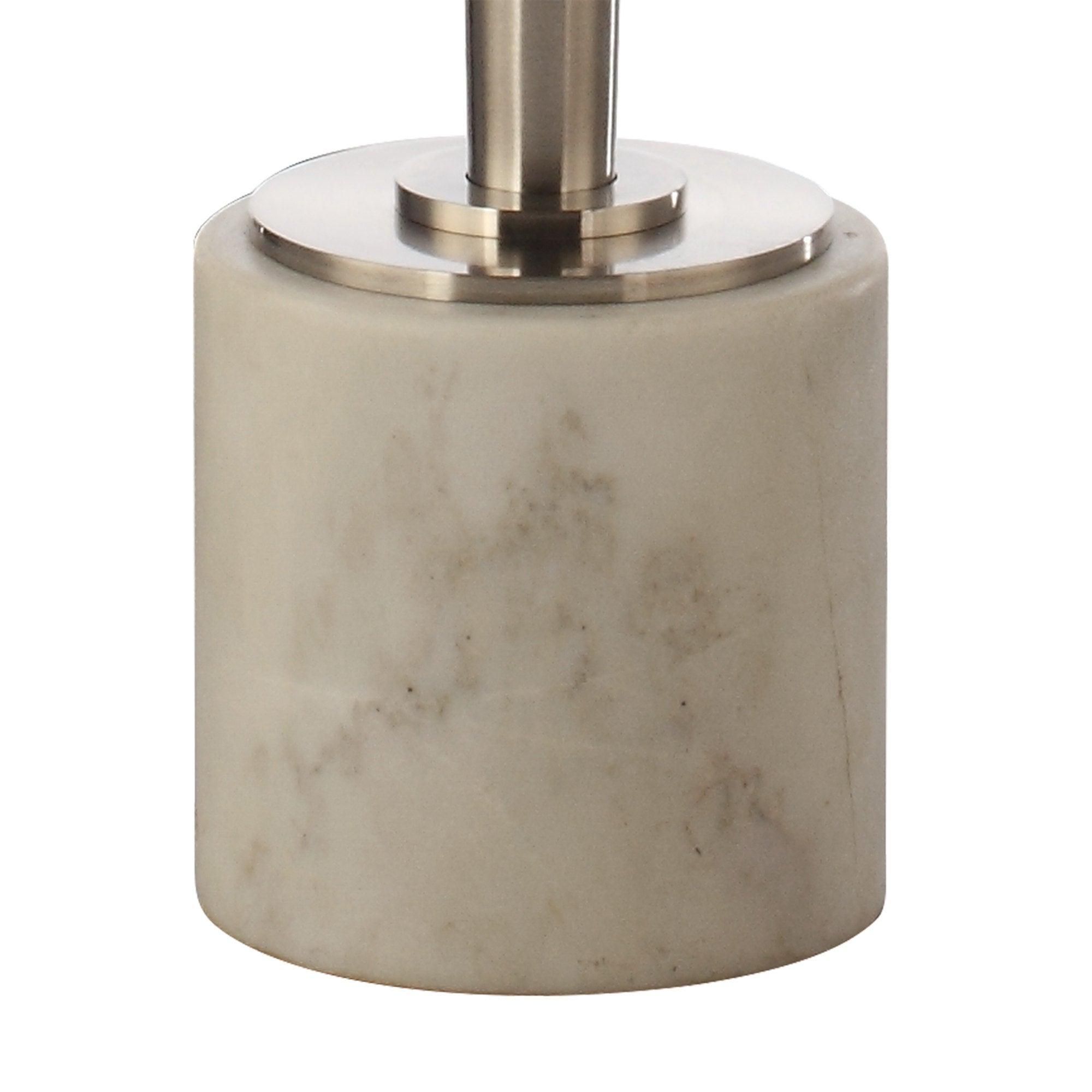 Elegant White Marble & Metal Pedestal Table - Modern Side Table for Living Room, Bedroom, or Office Decor - Perfect for Coffee, Books, and Display