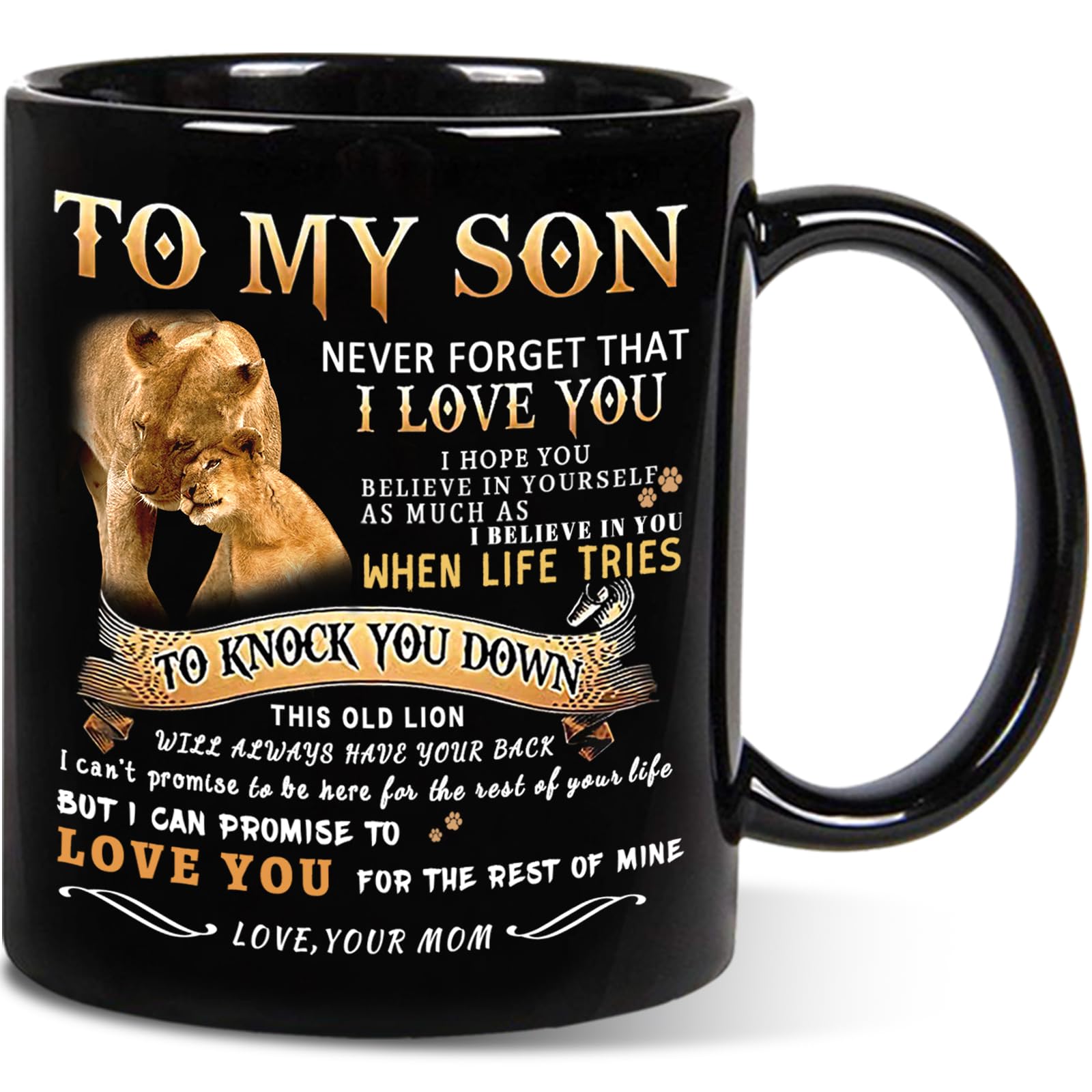 My Son Lion Mug - Inspirational Gift from Mom for Birthday, Father's Day & Christmas - 11oz