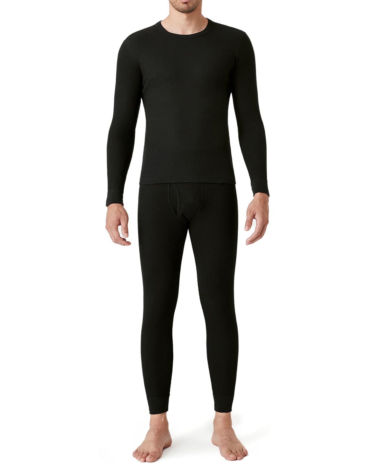 LAPASA Men's Cotton Waffle Thermal Underwear Set - Long Sleeve Base Layer Top & Bottom (Thermoflux M60) | Warm Winter Underwear for Cold Weather, Hiking, Skiing & Outdoor Activities
