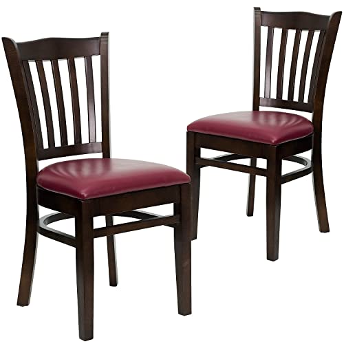 Burgundy Vinyl Seat/Walnut Wood Frame
