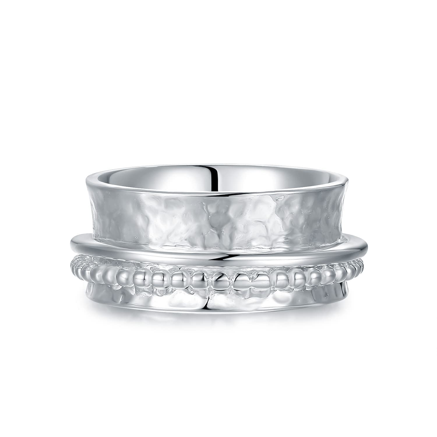 925 Sterling Silver Anxiety Ring with Beads - Fidget Spinning Rings for Women & Men - Stress Relief Worry Beads Ring for ADHD, Anxiety, and Focus - Perfect for Office, Travel, and Meditation