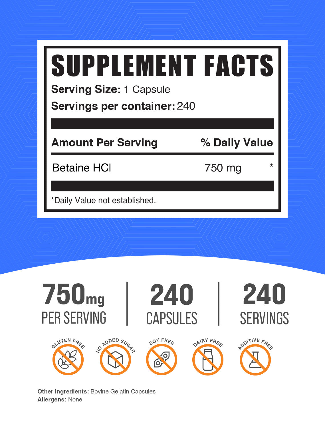 Betaine HCl Capsules 650mg - Digestive Enzyme Supplement for Stomach Acid Support & Gut Health - Gluten-Free, Non-GMO - Ideal for Low Stomach Acid, Bloating & Digestion After Meals