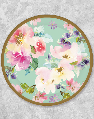 Blossom Whispers 18-Piece Dessert Plates Set - Floral Design Porcelain Appetizer Plates for Parties, Weddings, and Tea Time