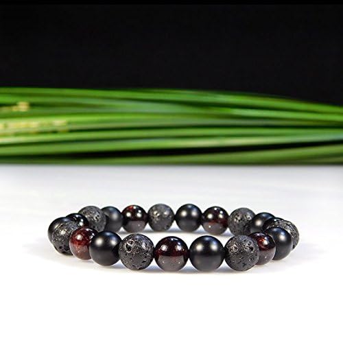 Premium AAA+ Rare Garnet, Onyx & Lava Stone Beaded Bracelet - 8mm Chakra Healing Jewelry, Aromatherapy Diffuser & Spiritual Gift (Code: WAR8663) | Perfect for Meditation, Yoga & Energy Balancing