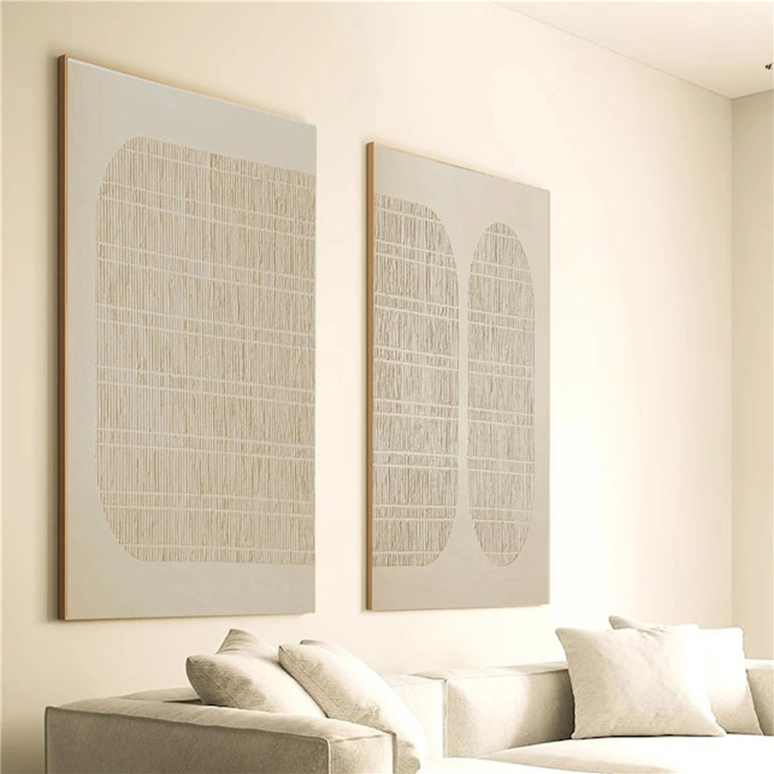 Abstract Beige & Brown Wall Art Set of 2 - Modern Canvas Paintings for Living Room, Bedroom & Office Decor #BB088