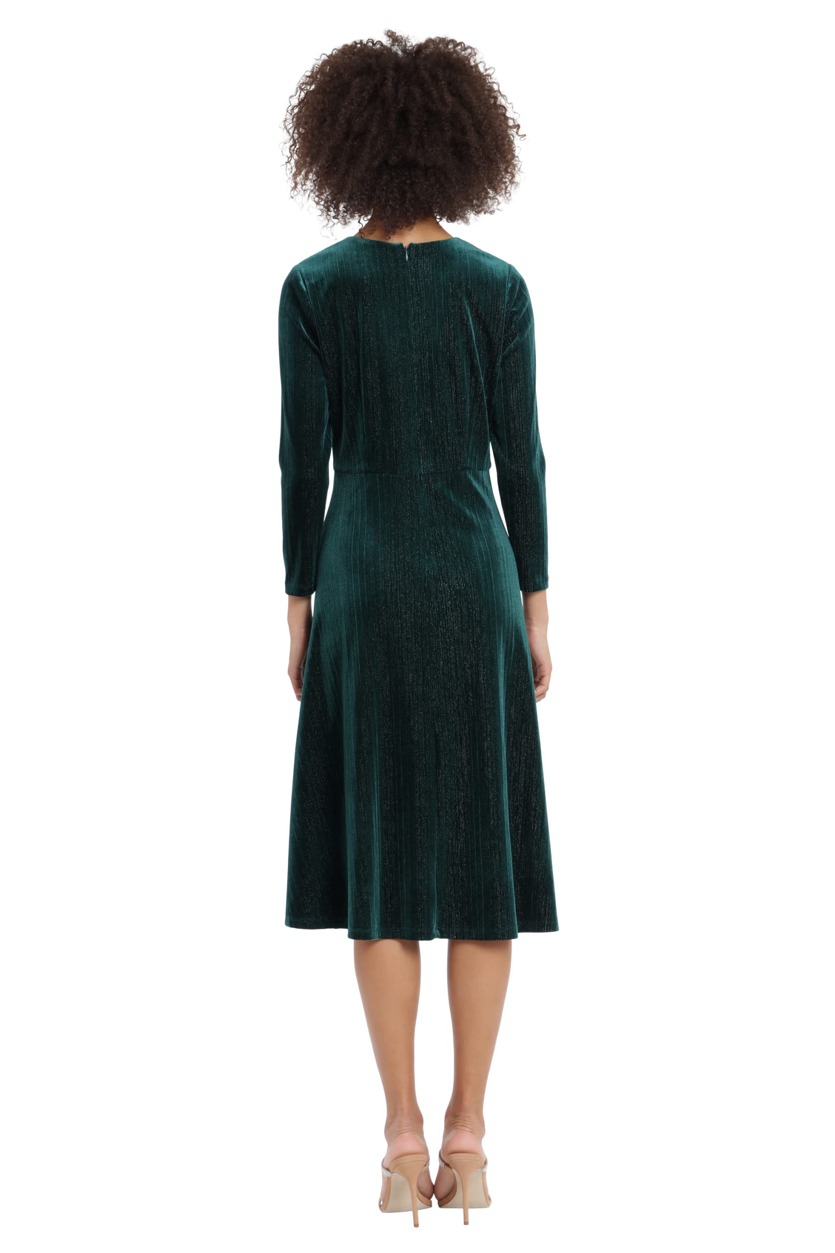 Maggy London Women's V-Neck Shirred Midi Dress for Work & Events
