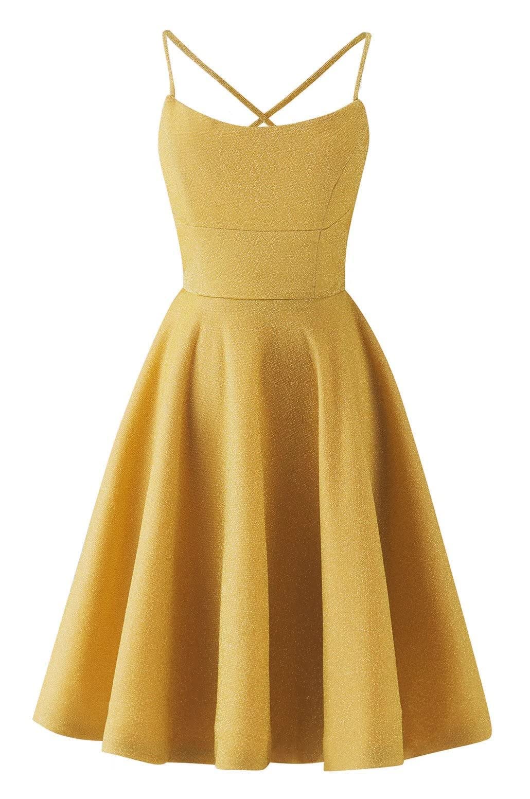 Sparkly Short Homecoming Dresses for Women - A-Line Glitter Prom Gowns with Spaghetti Straps & Pockets | Cocktail Party, Semi-Formal Events & Special Occasions