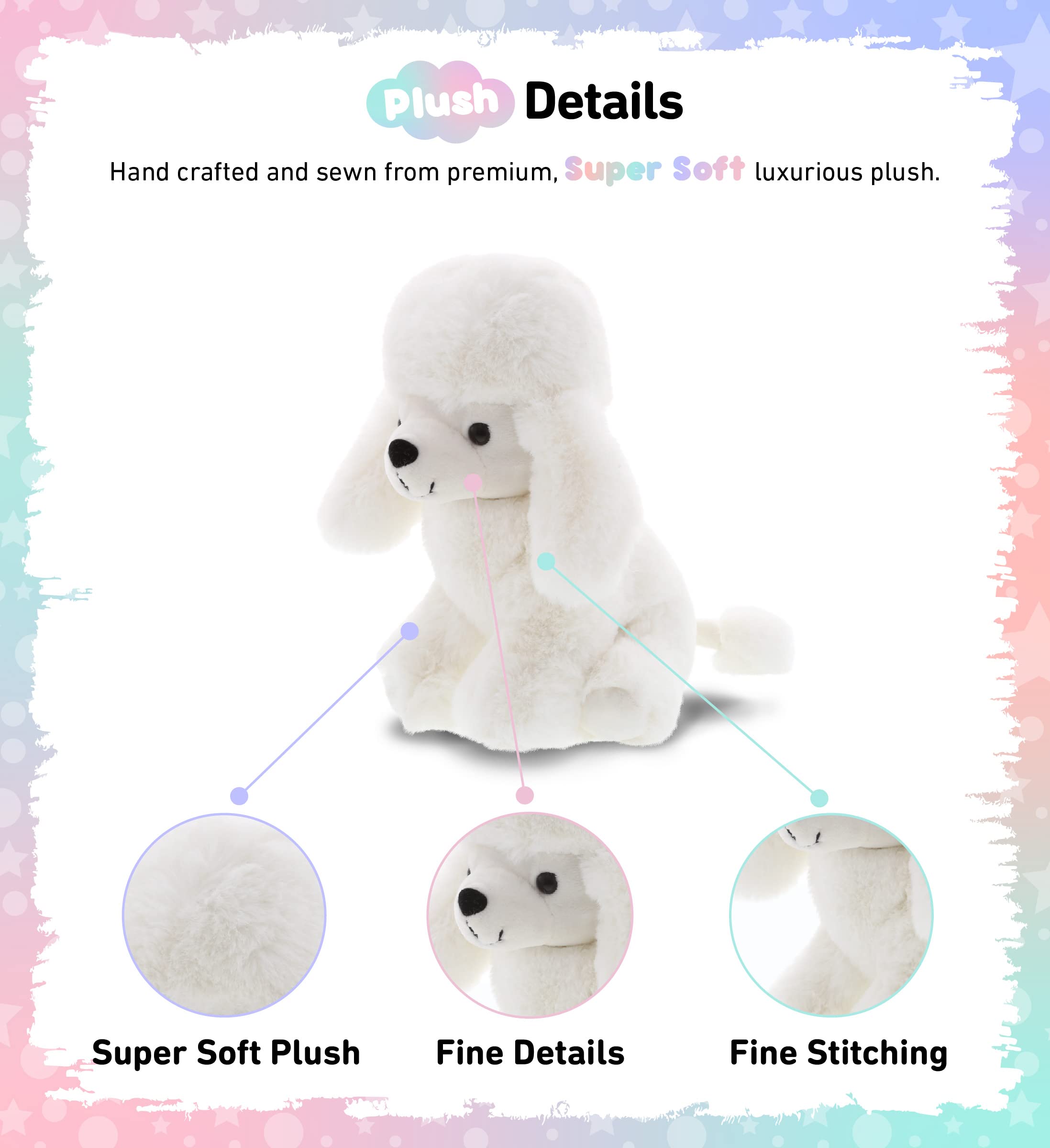 DolliBu Plush Poodle Dog Stuffed Animal - Super Soft Huggable Toy for Kids & Adults, 8.25