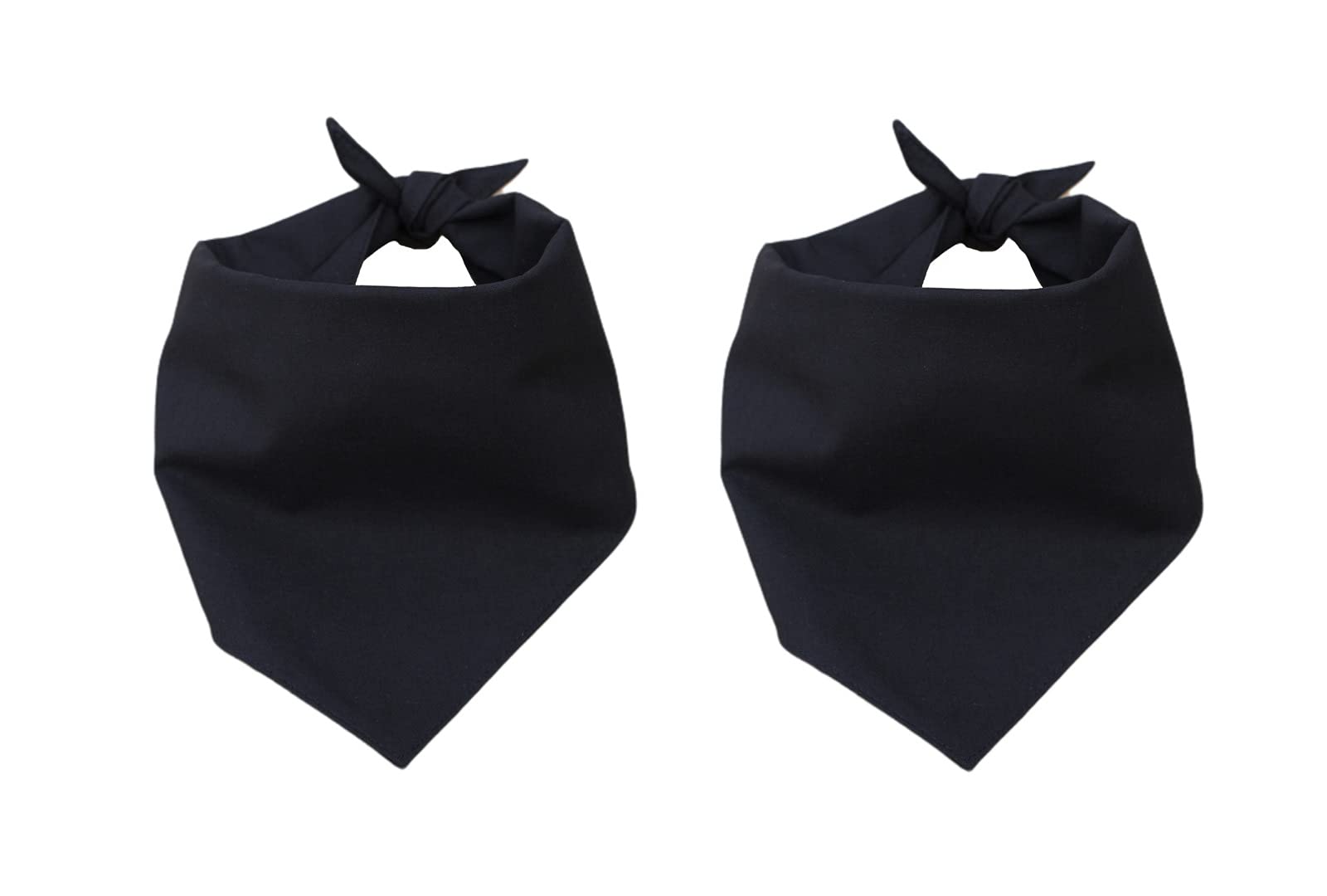Premium Plain Black Cotton Dog Bandana - 2 Pack for Small, Medium & Large Dogs - Comfortable & Stylish Pet Scarf for Daily Walks, Grooming & Photo Shoots