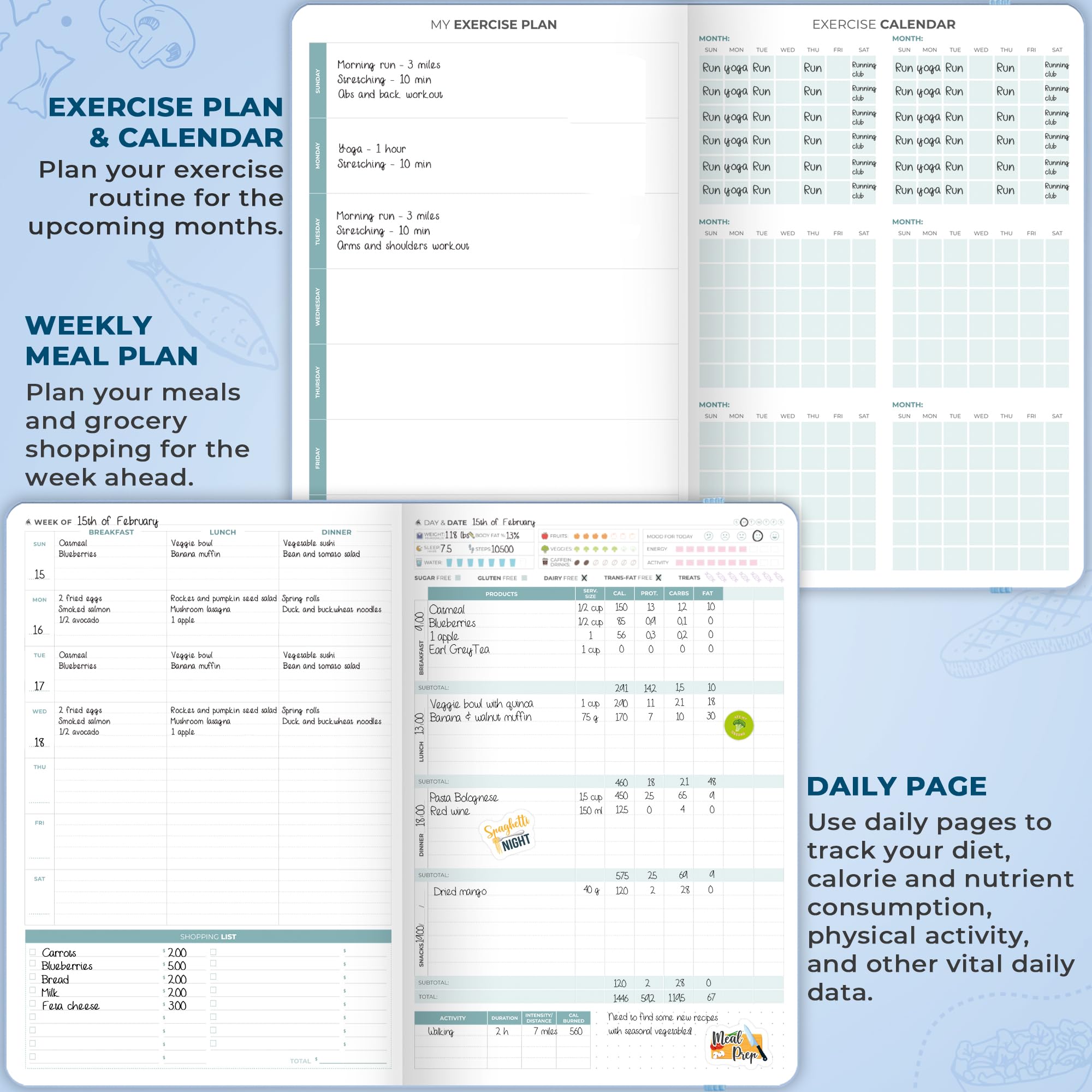 Clever Fox Food Journal Pro – Diet & Wellness Planner for Weight Loss – Calorie Tracker & Meal Log for Women & Men – Exercise & Fitness Diary – Undated 7